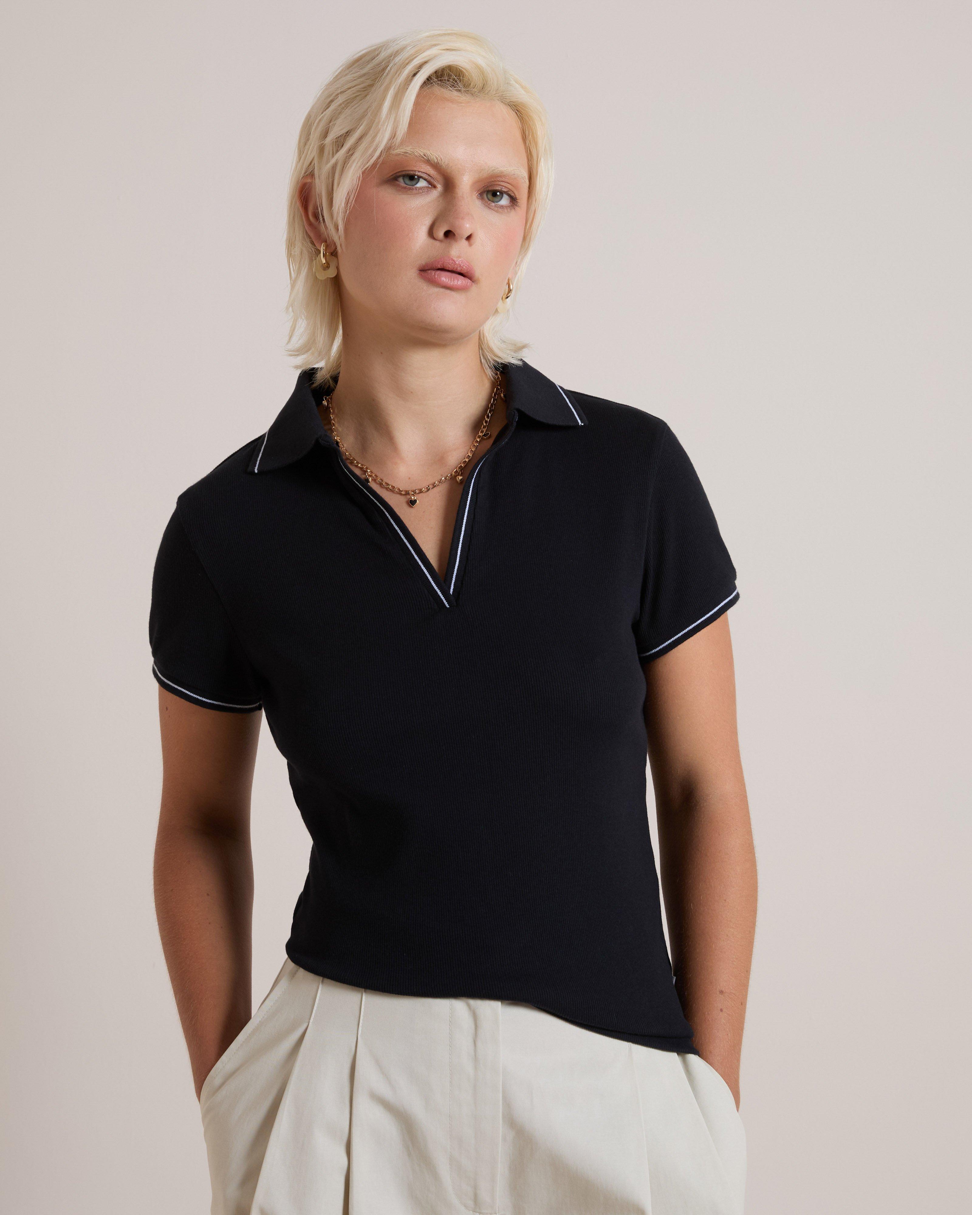 Women's Lara Tipped Rib Polo Golfer | Old Khaki