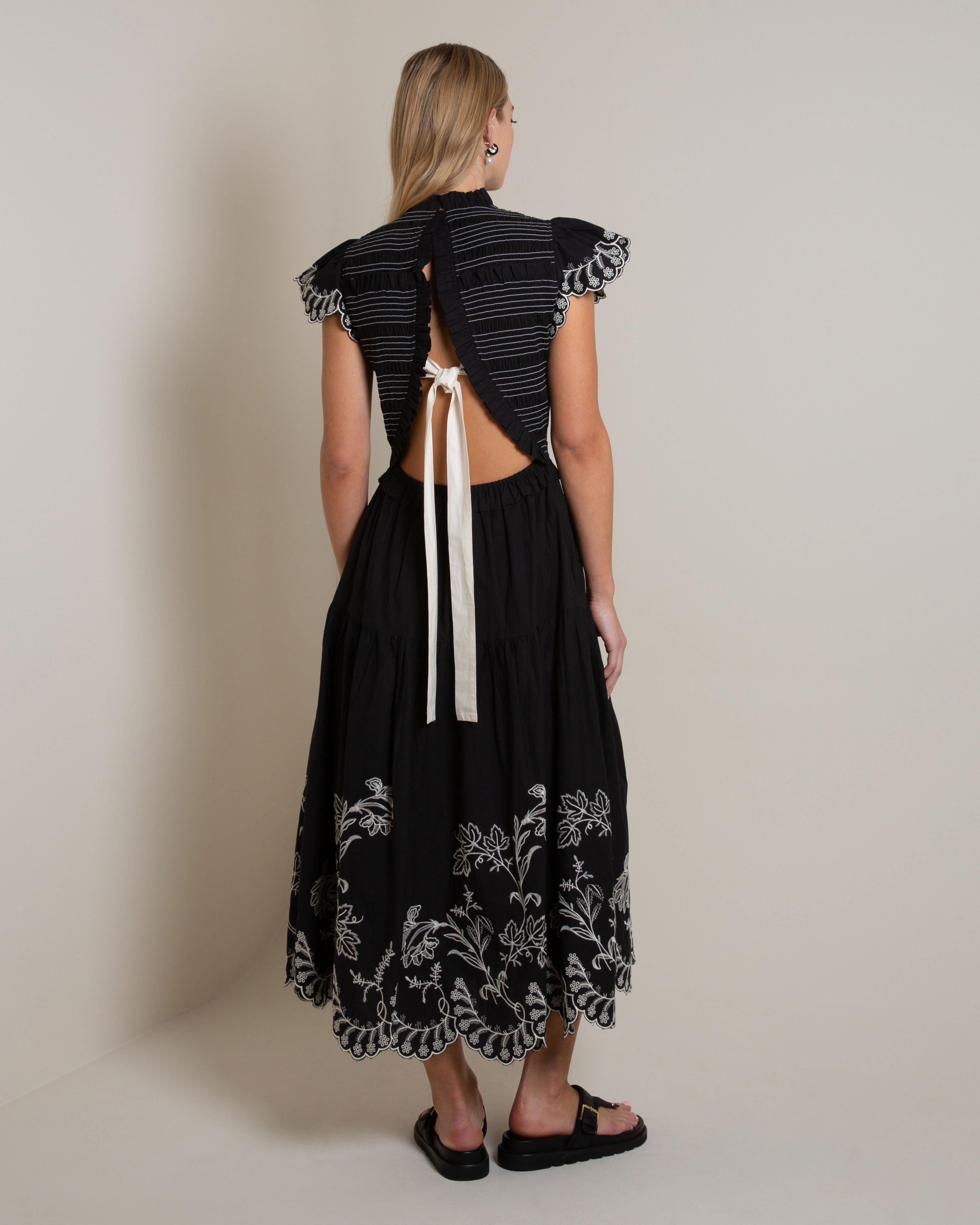 Rhea Embroidered Midi Dress - Poetry Clothing Store