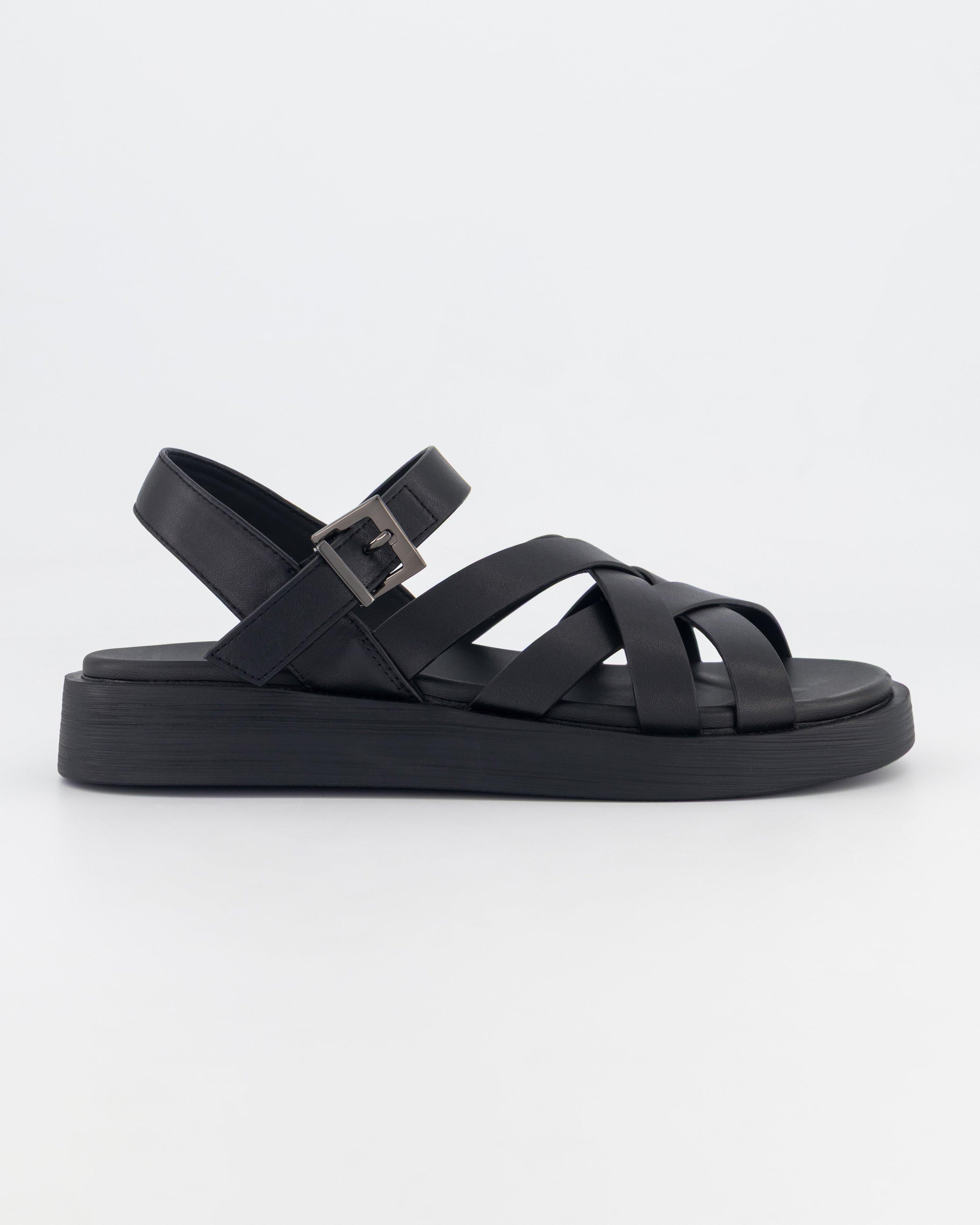  Rare Earth Women’s Multi Strap Leather Sandal  -  Black