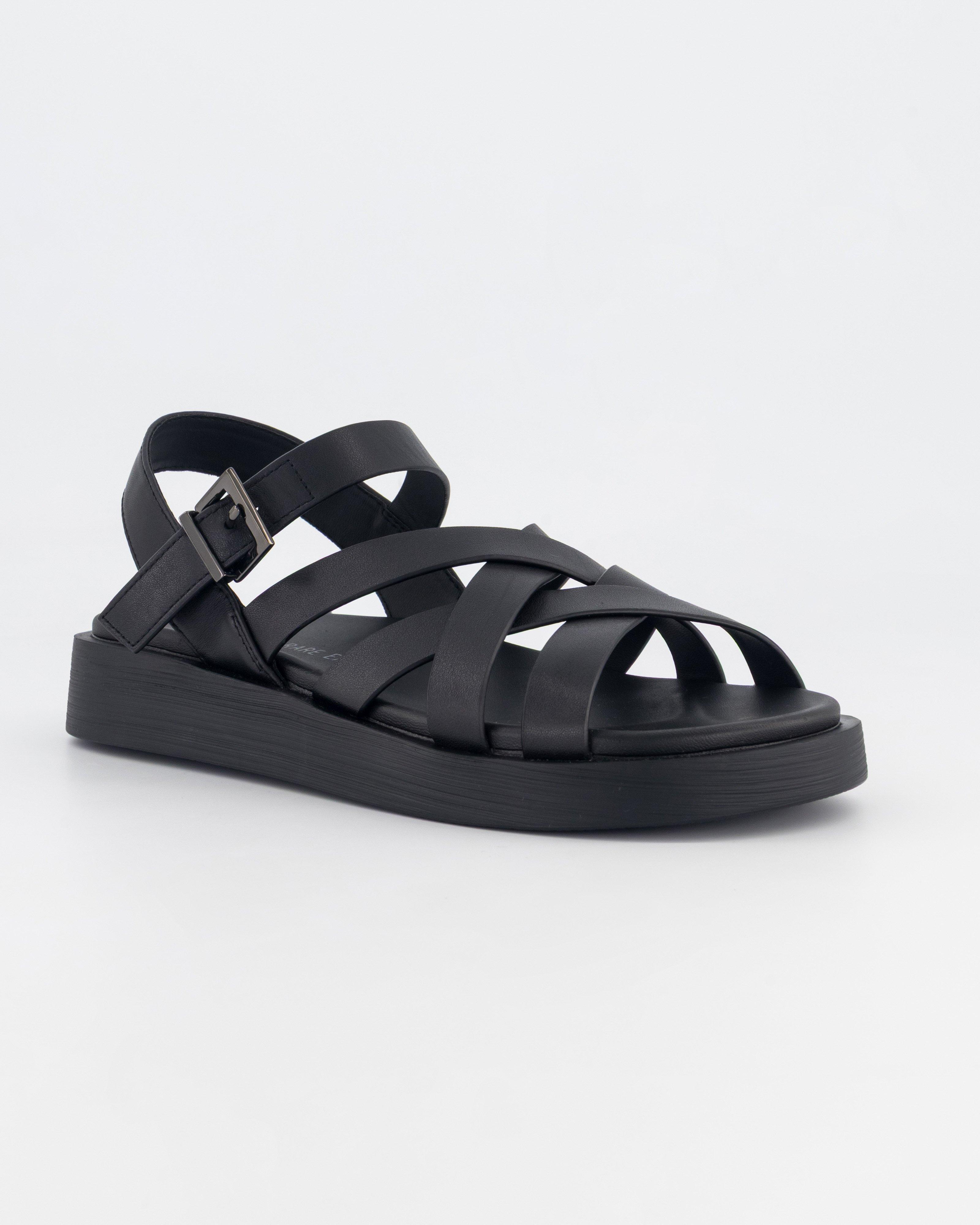  Rare Earth Women’s Multi Strap Leather Sandal  -  Black