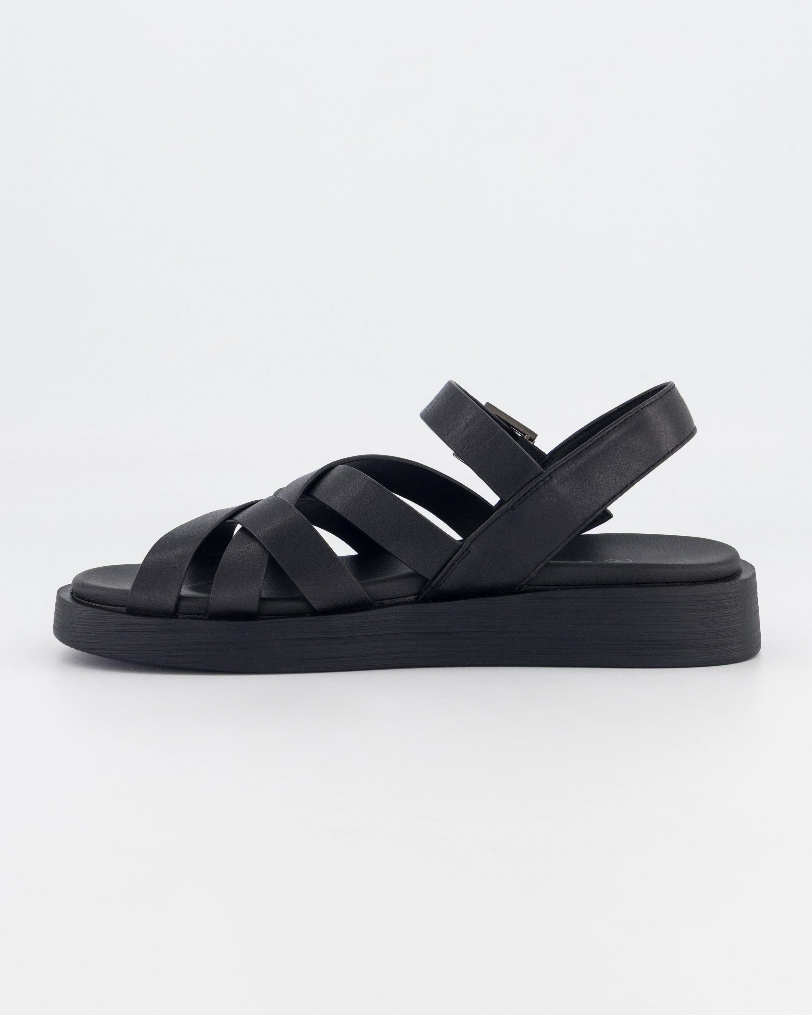  Rare Earth Women’s Multi Strap Leather Sandal  -  Black