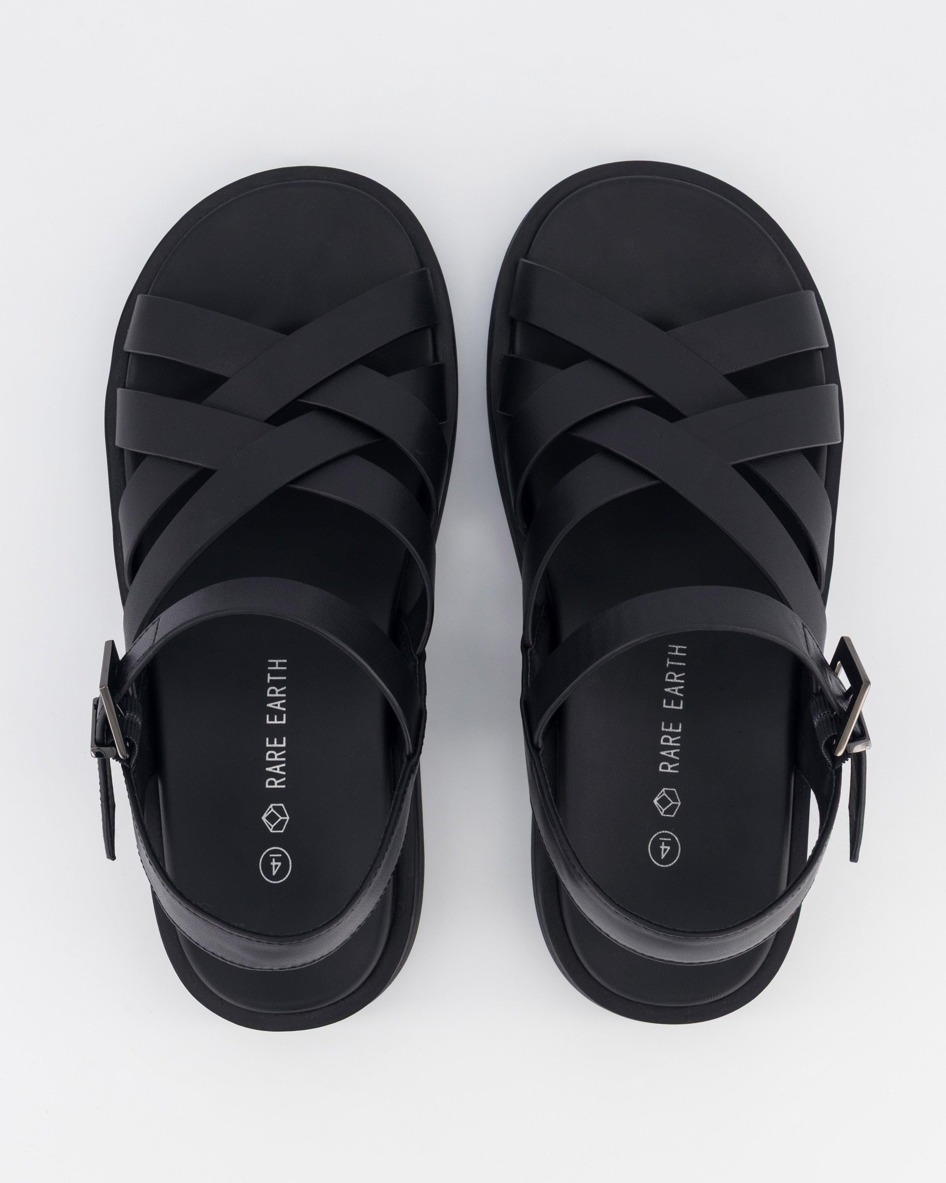  Rare Earth Women’s Multi Strap Leather Sandal  -  Black