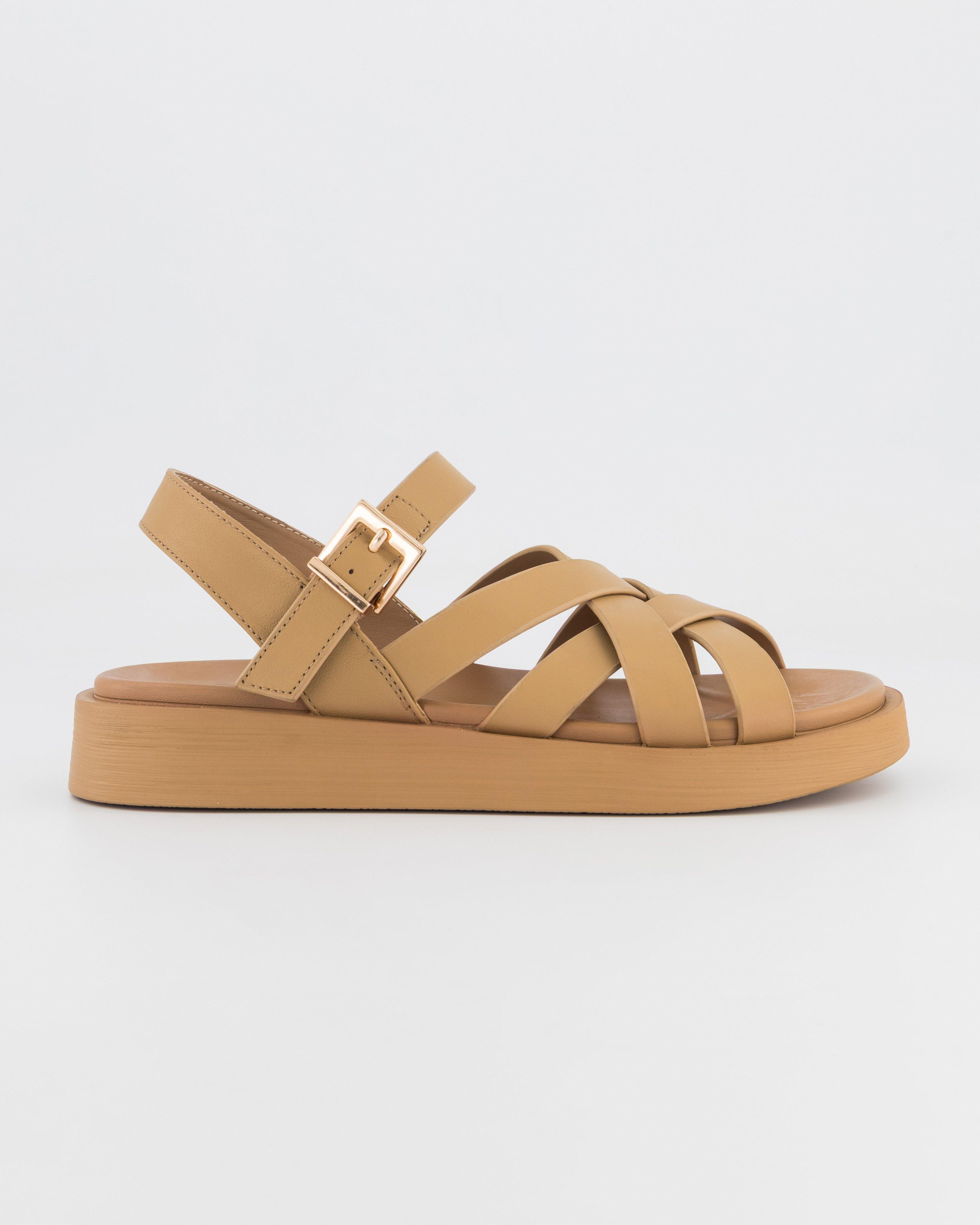  Rare Earth Women’s Multi Strap Leather Sandal  -  Tan
