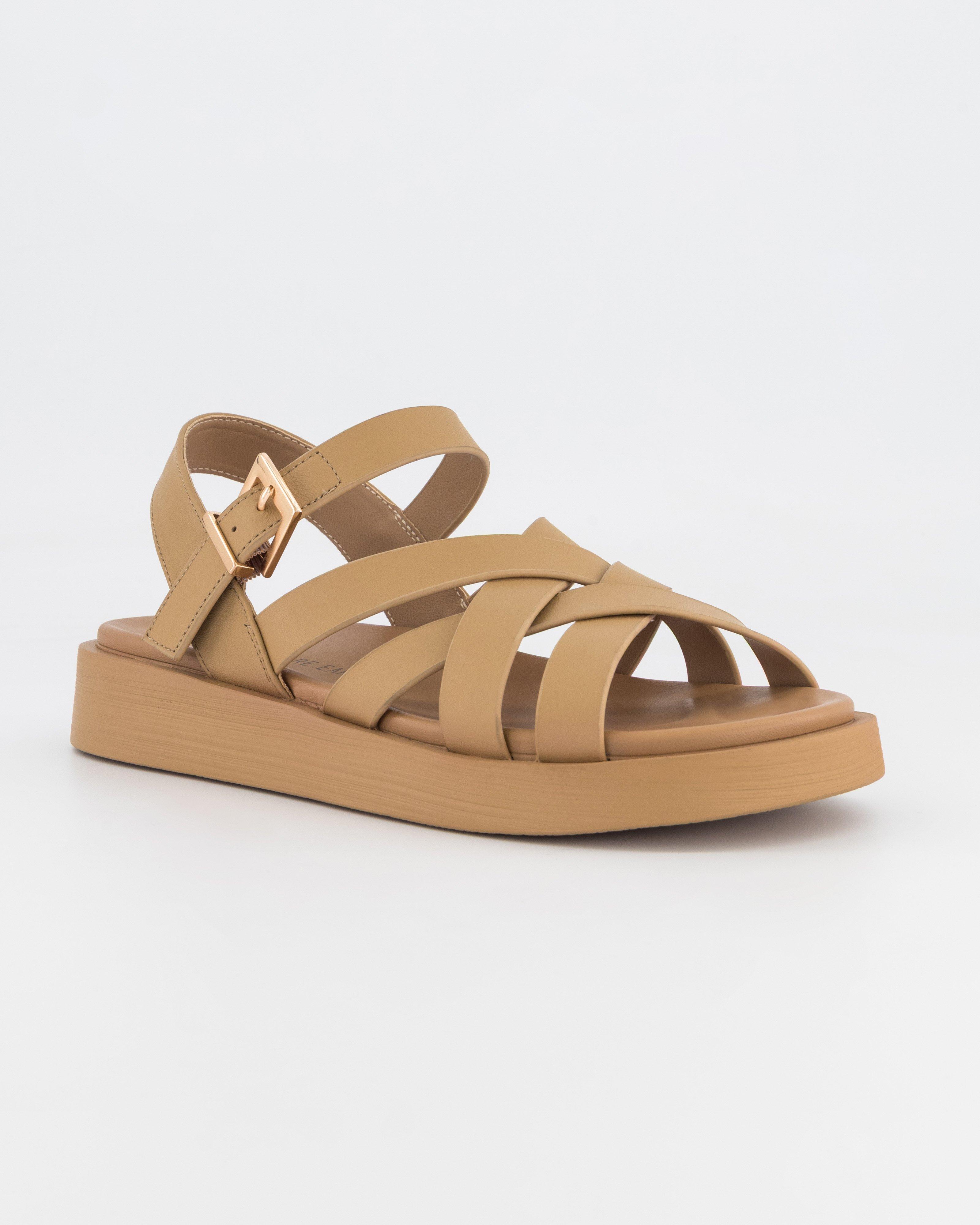  Rare Earth Women’s Multi Strap Leather Sandal  -  Tan