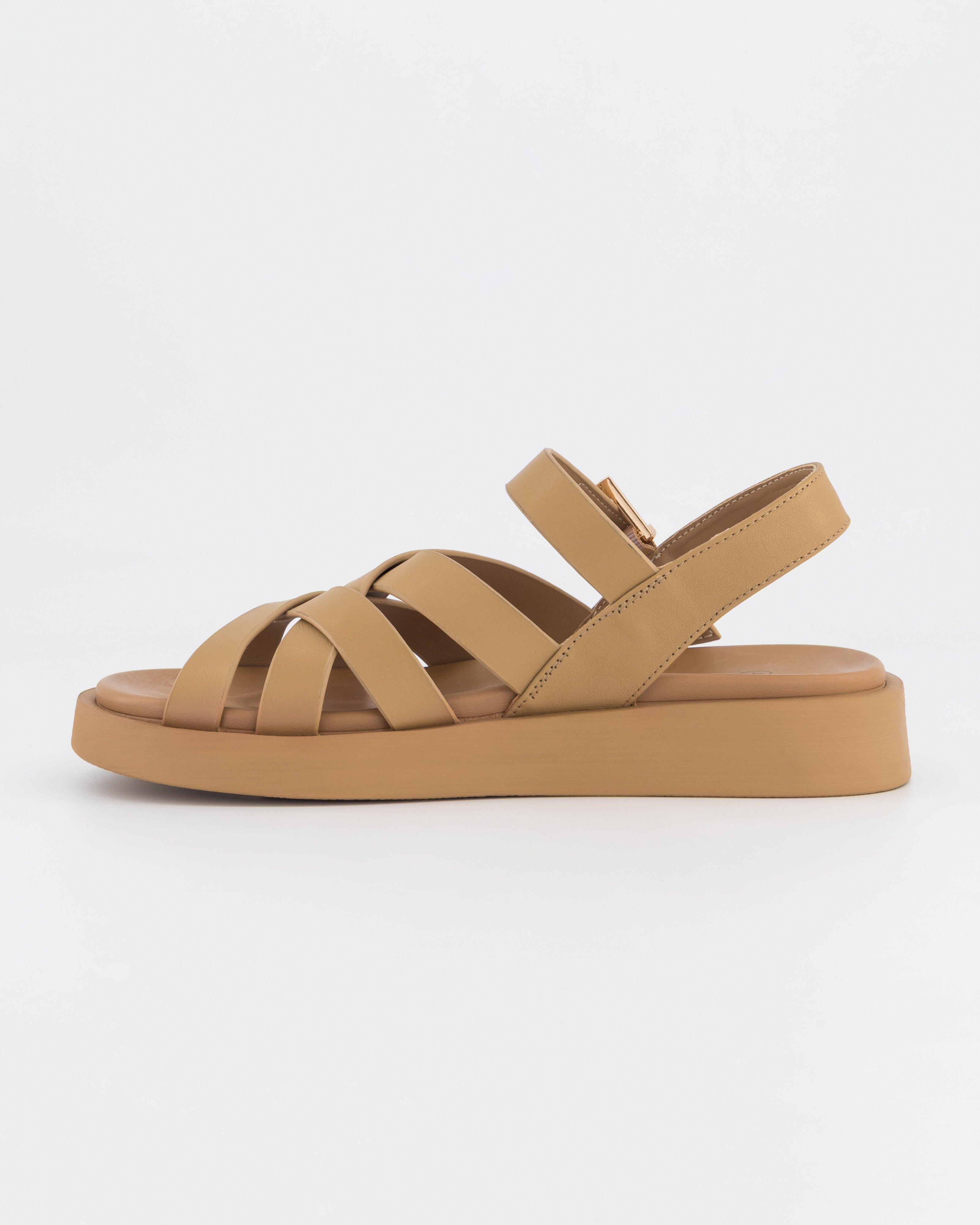  Rare Earth Women’s Multi Strap Leather Sandal  -  Tan