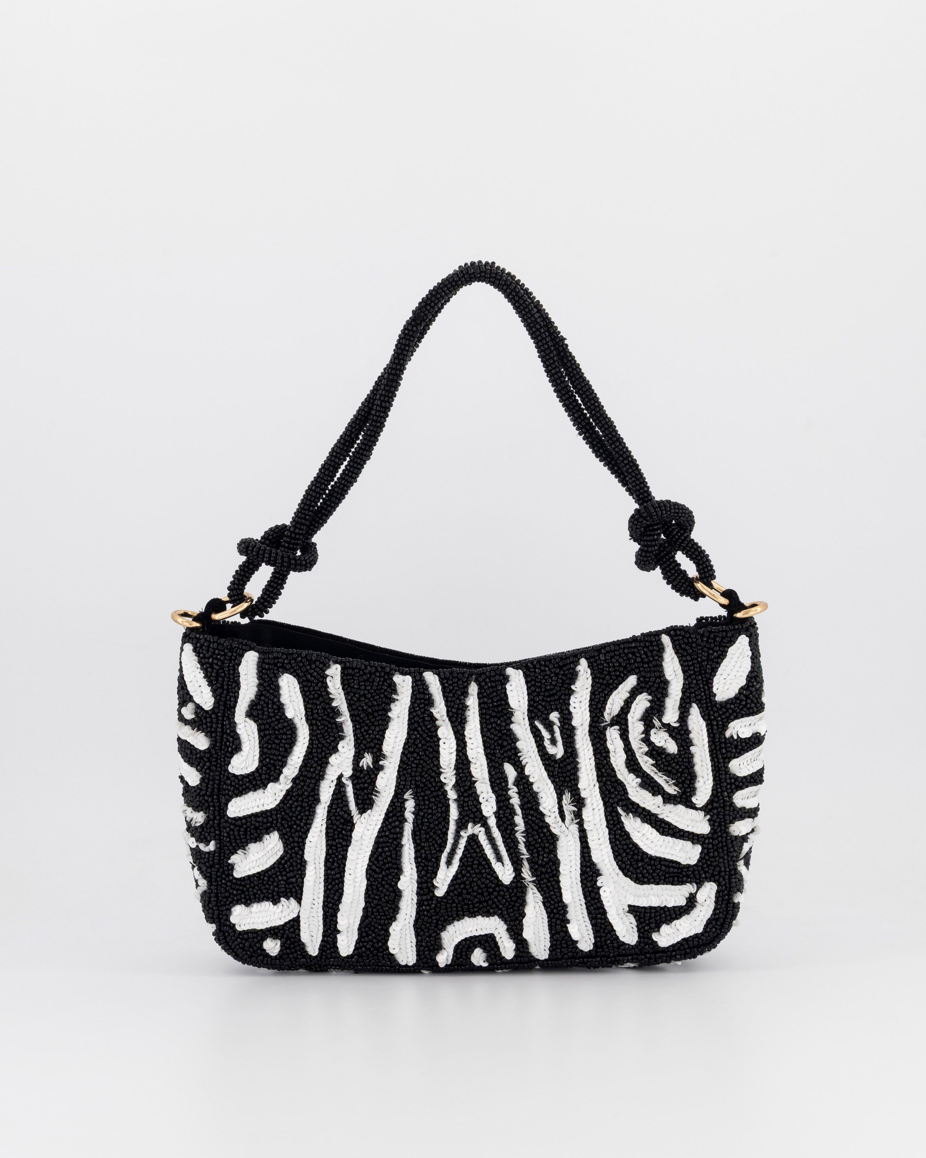 Cassie Sequin Animal Clutch -  Black