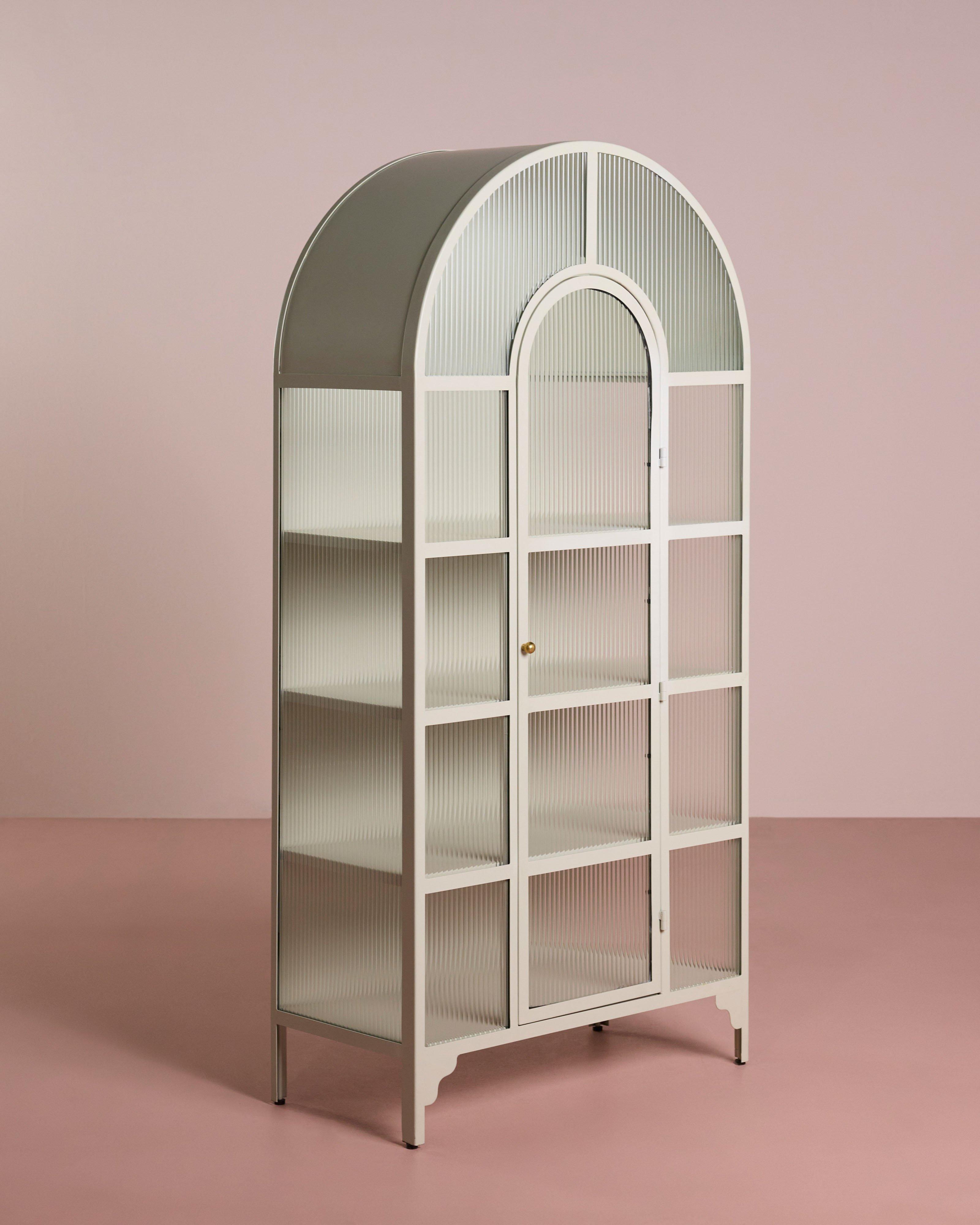 Serina Black Glass Large Arch Cabinet -  Stone