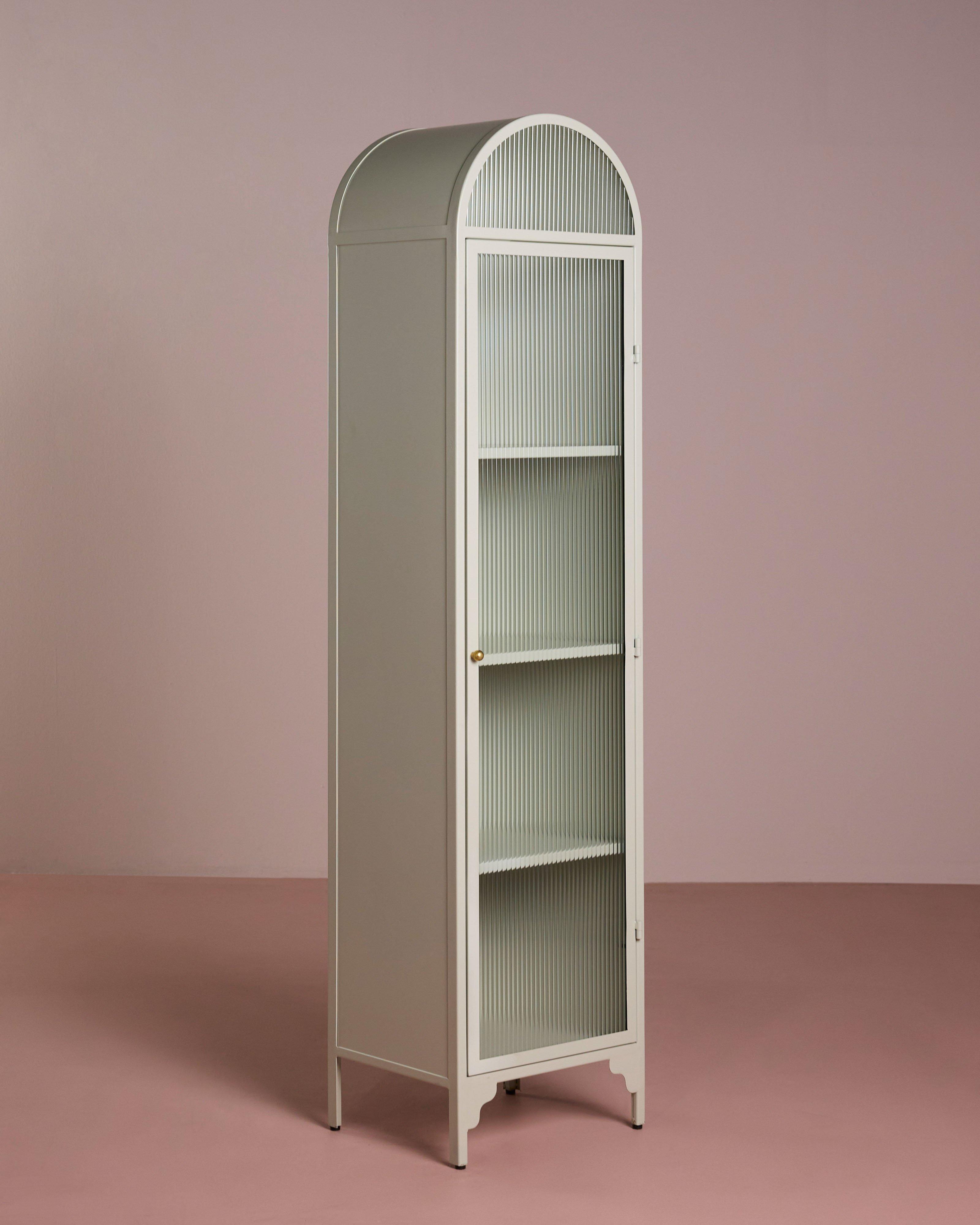 Serina Black Glass Narrow Arch Cabinet -  Stone