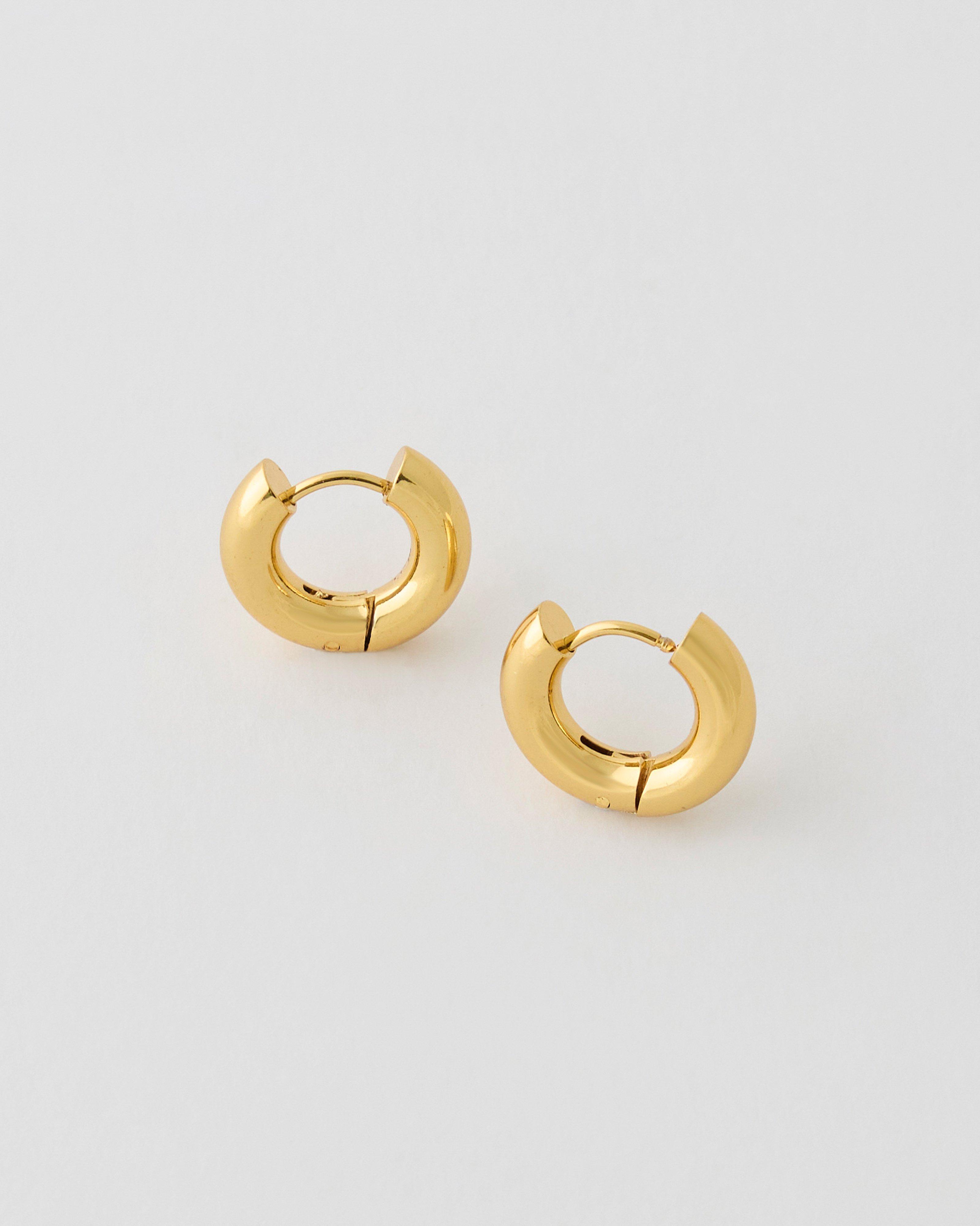 Stainless Steel Mini Chunky Huggie Earrings -  Gold