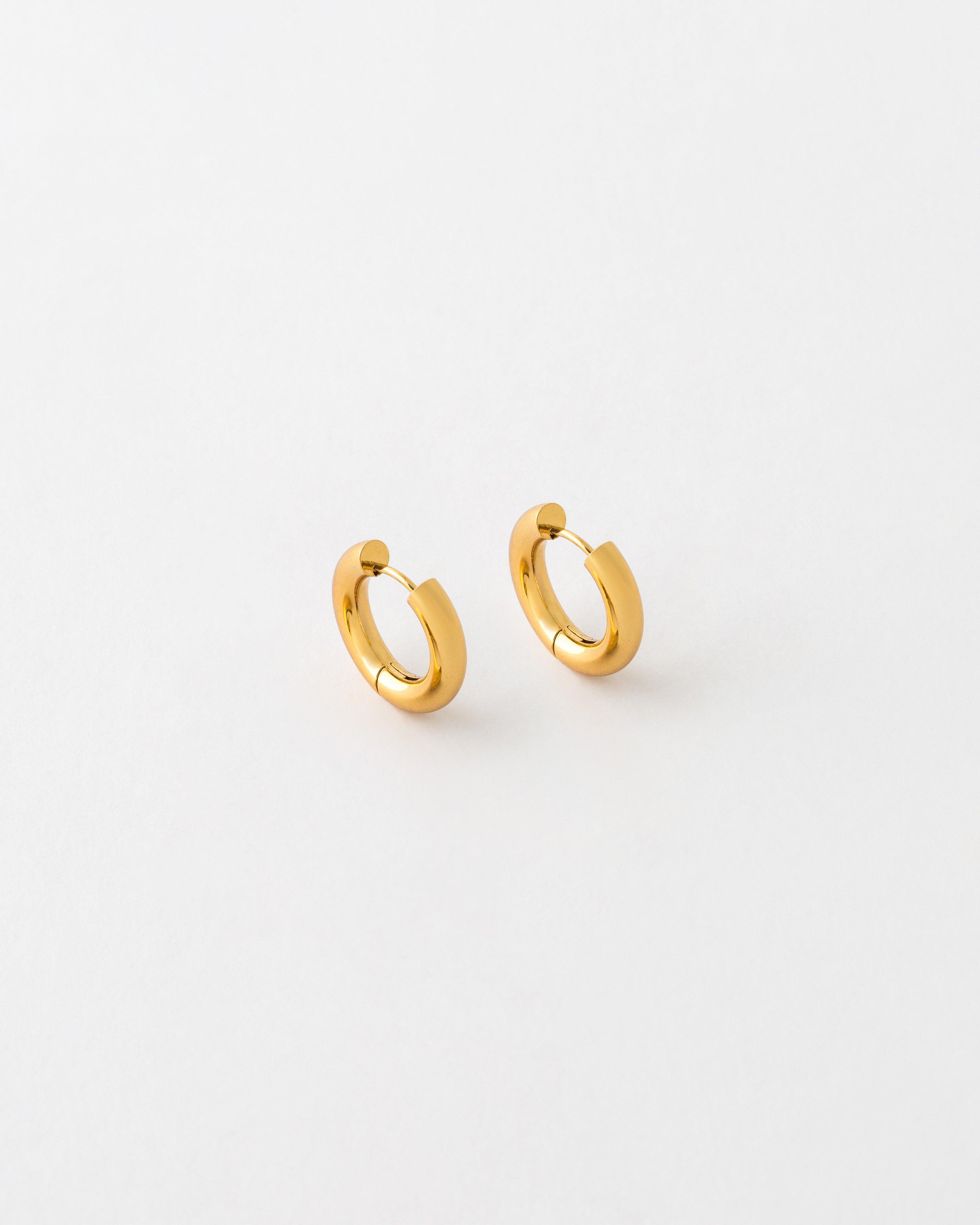 Stainless Steel Chunky Hoop Earrings -  Gold
