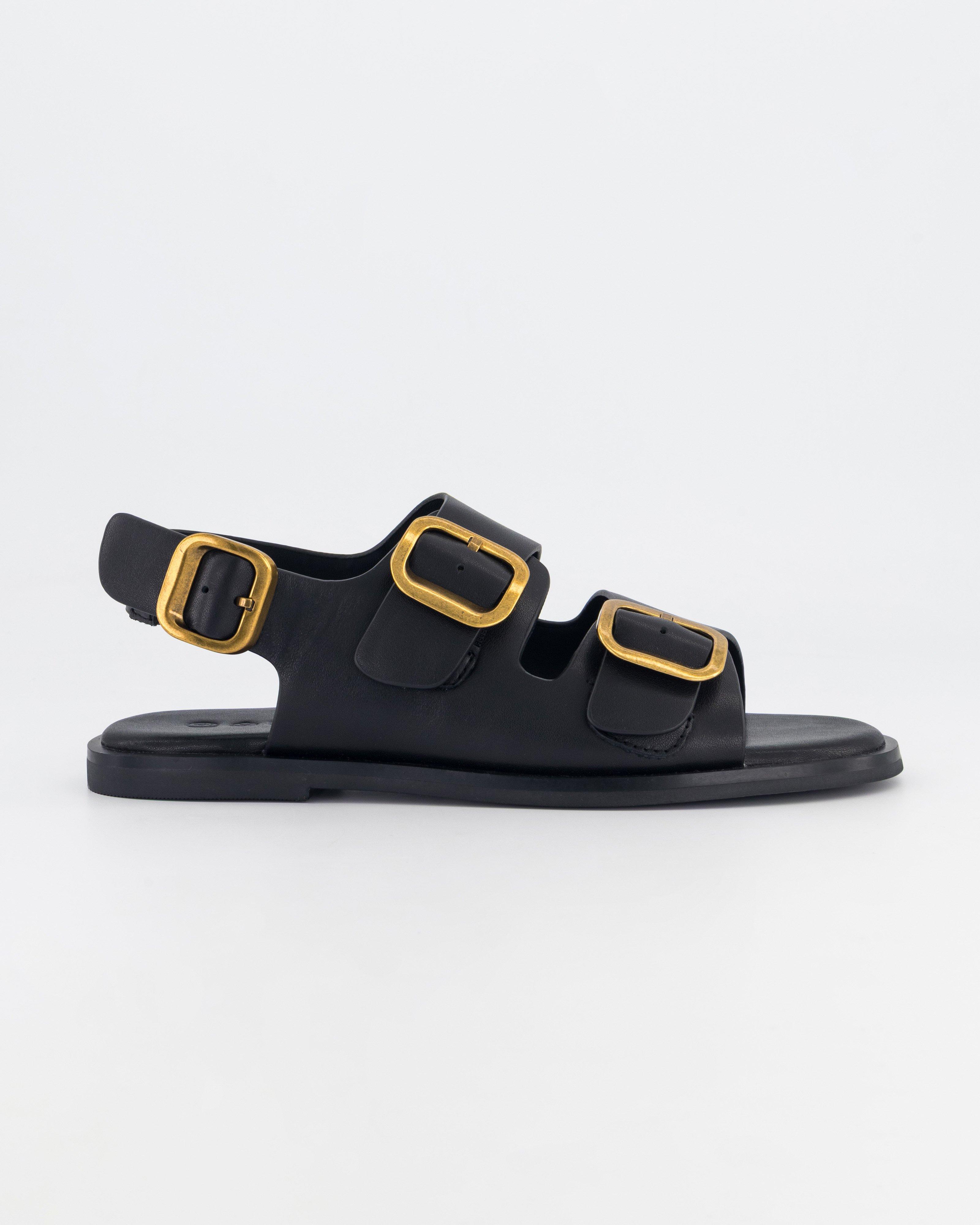 Rare Earth Women’s Lervin Double Buckle Leather Sandal  -  Black