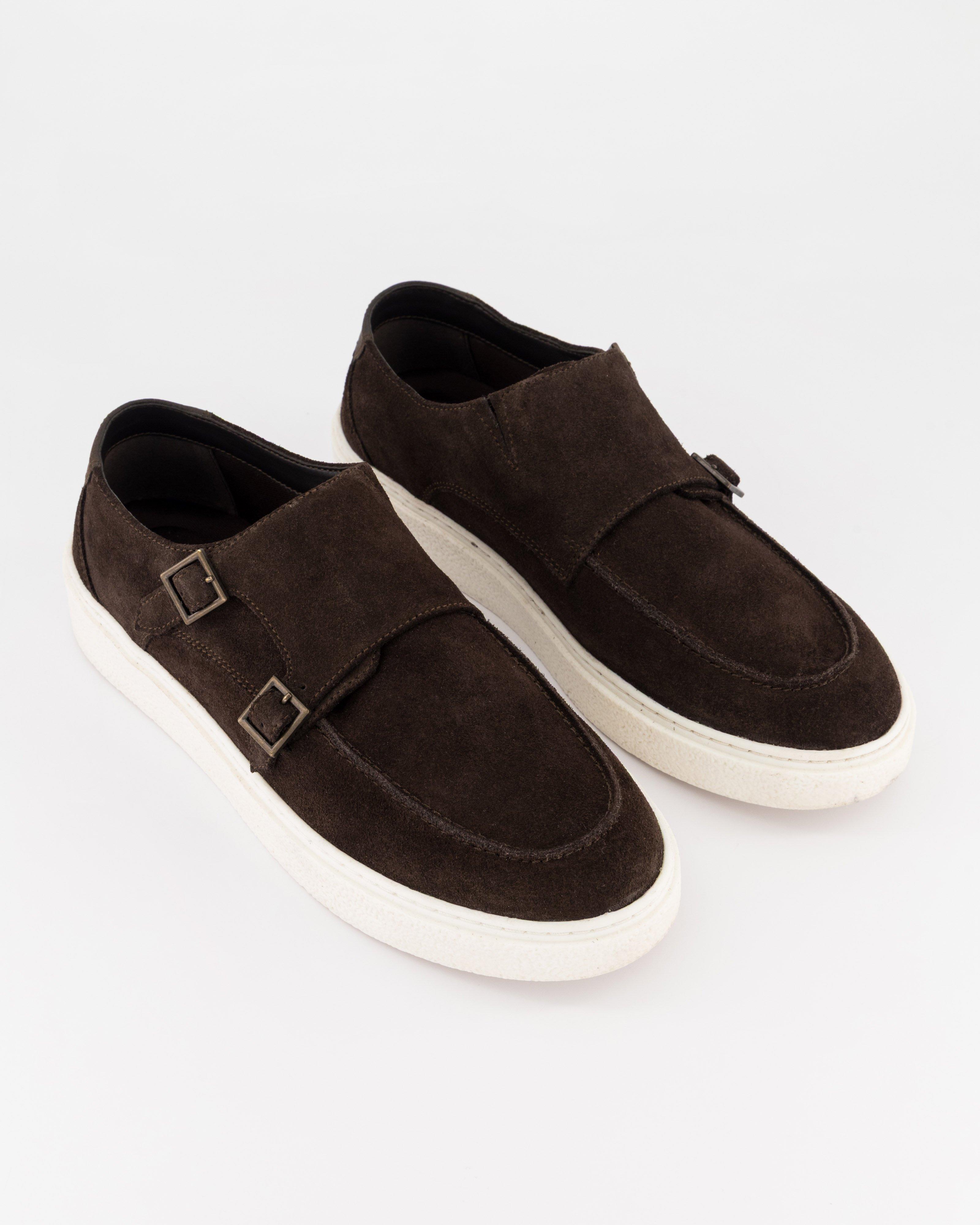 Men's Armando Leather Suede Monk Shoe -  Brown