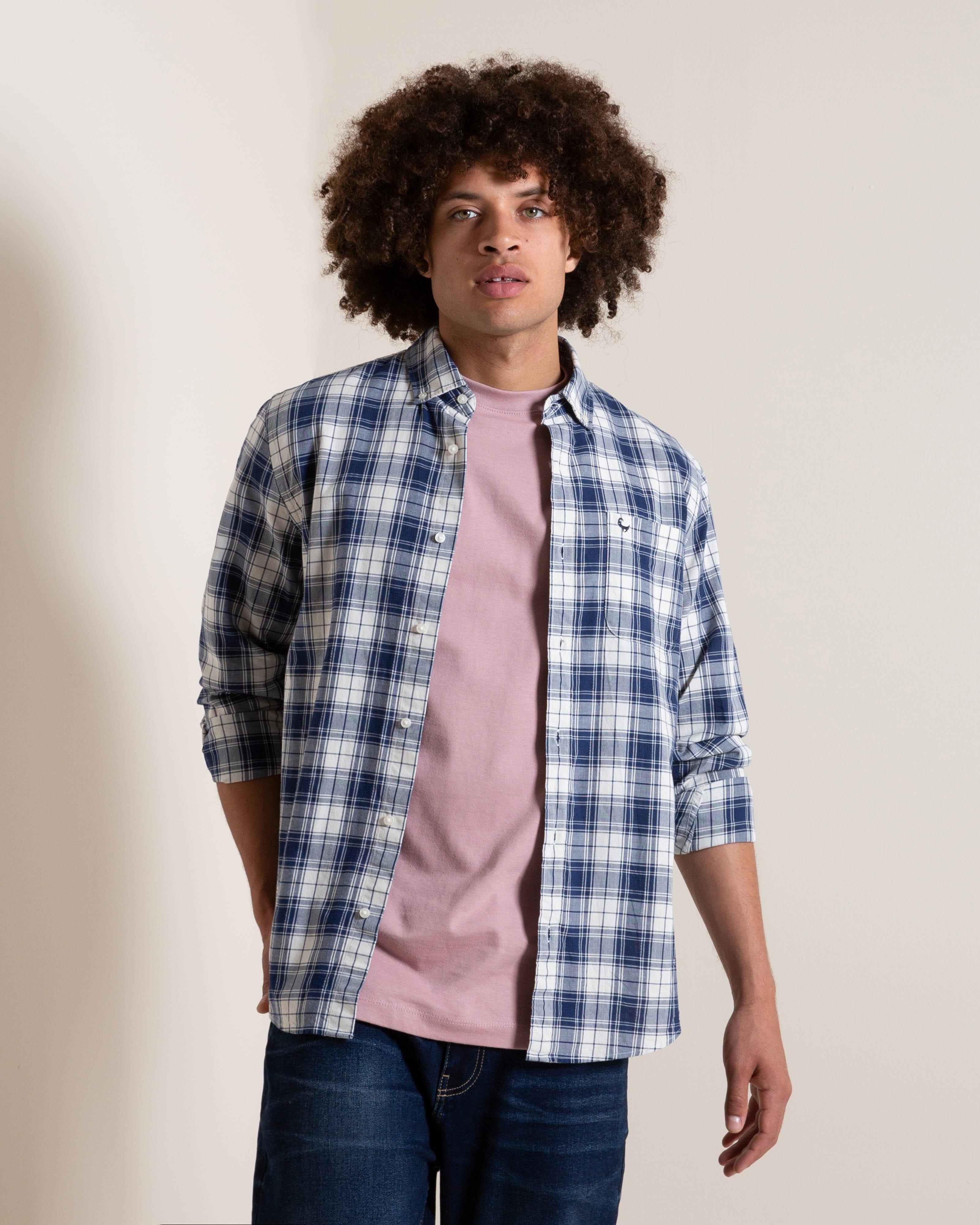 Old Khaki Men’s Jordan Textured Slim Fit Shirt  -  Navy