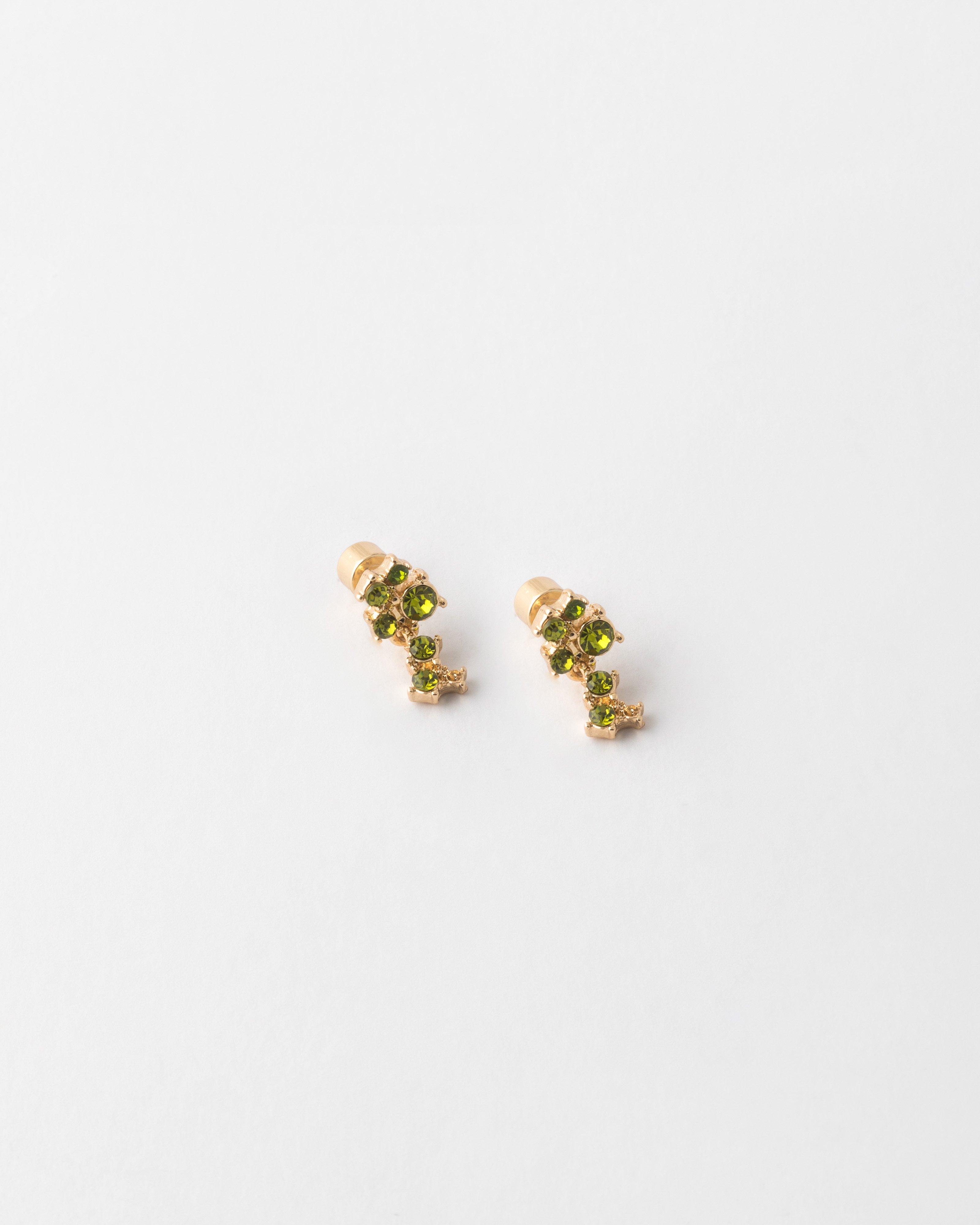 Clustered Stone Earrings -  Green