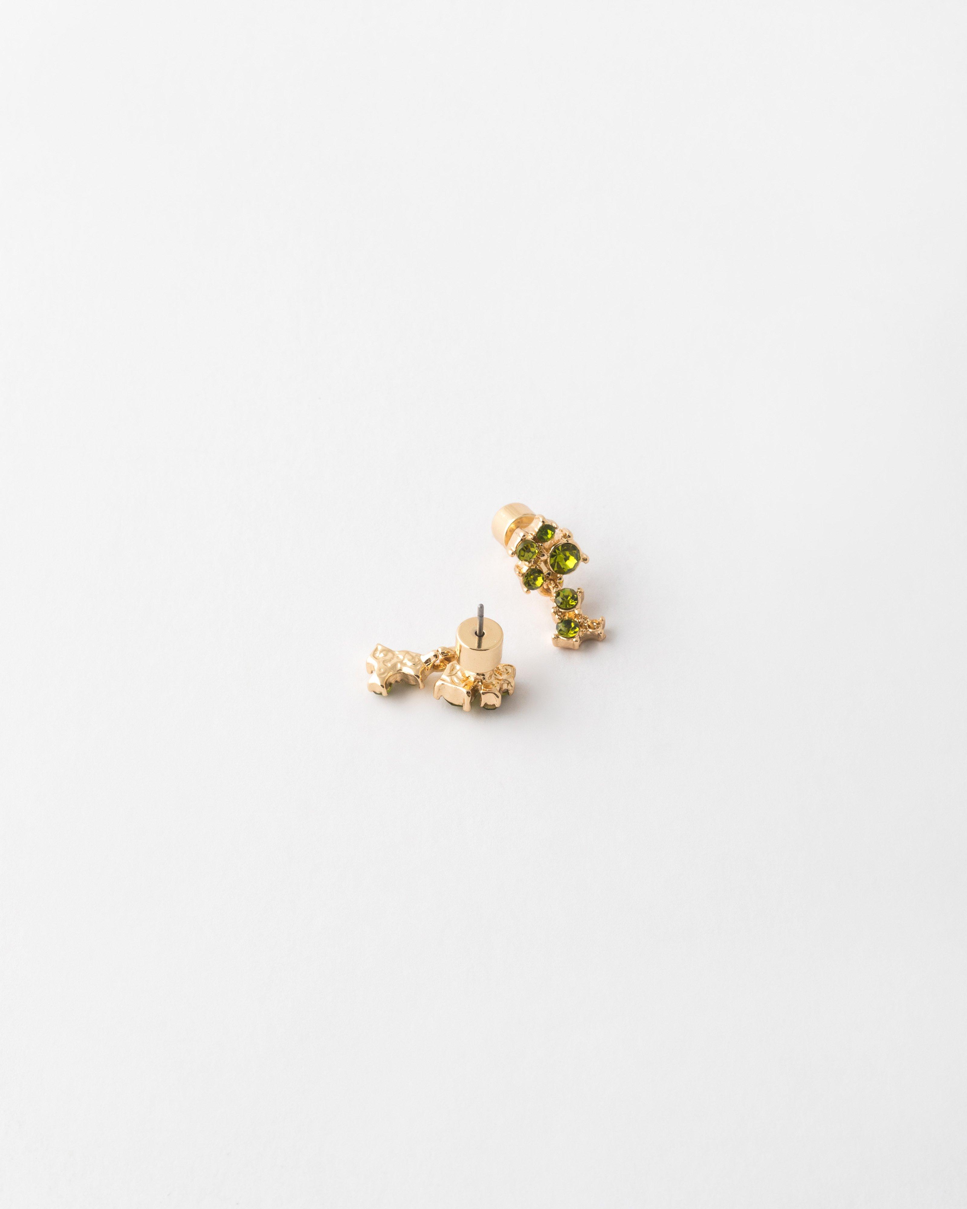 Clustered Stone Earrings -  Green