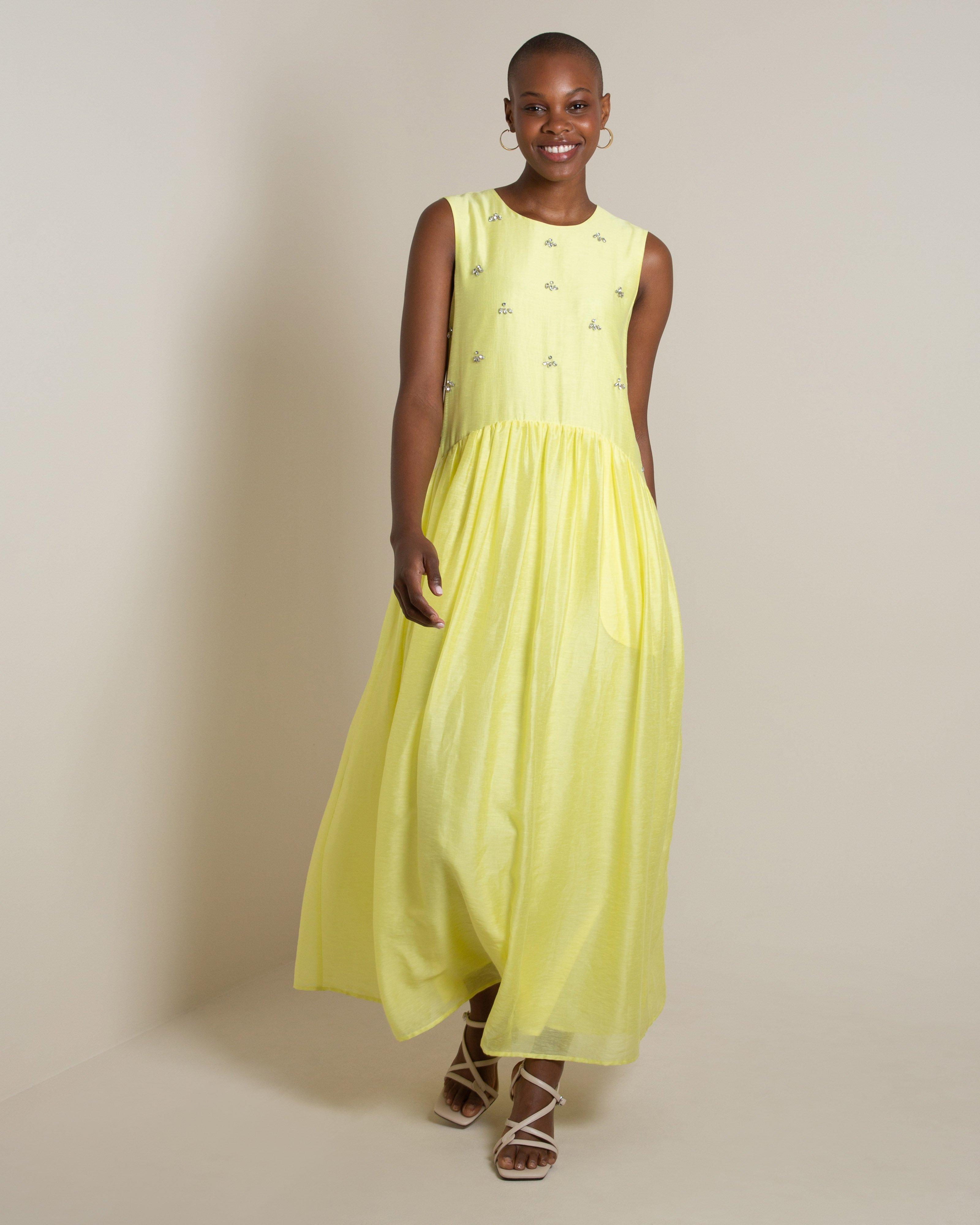 Luca Embellished Maxi Dress -  Yellow