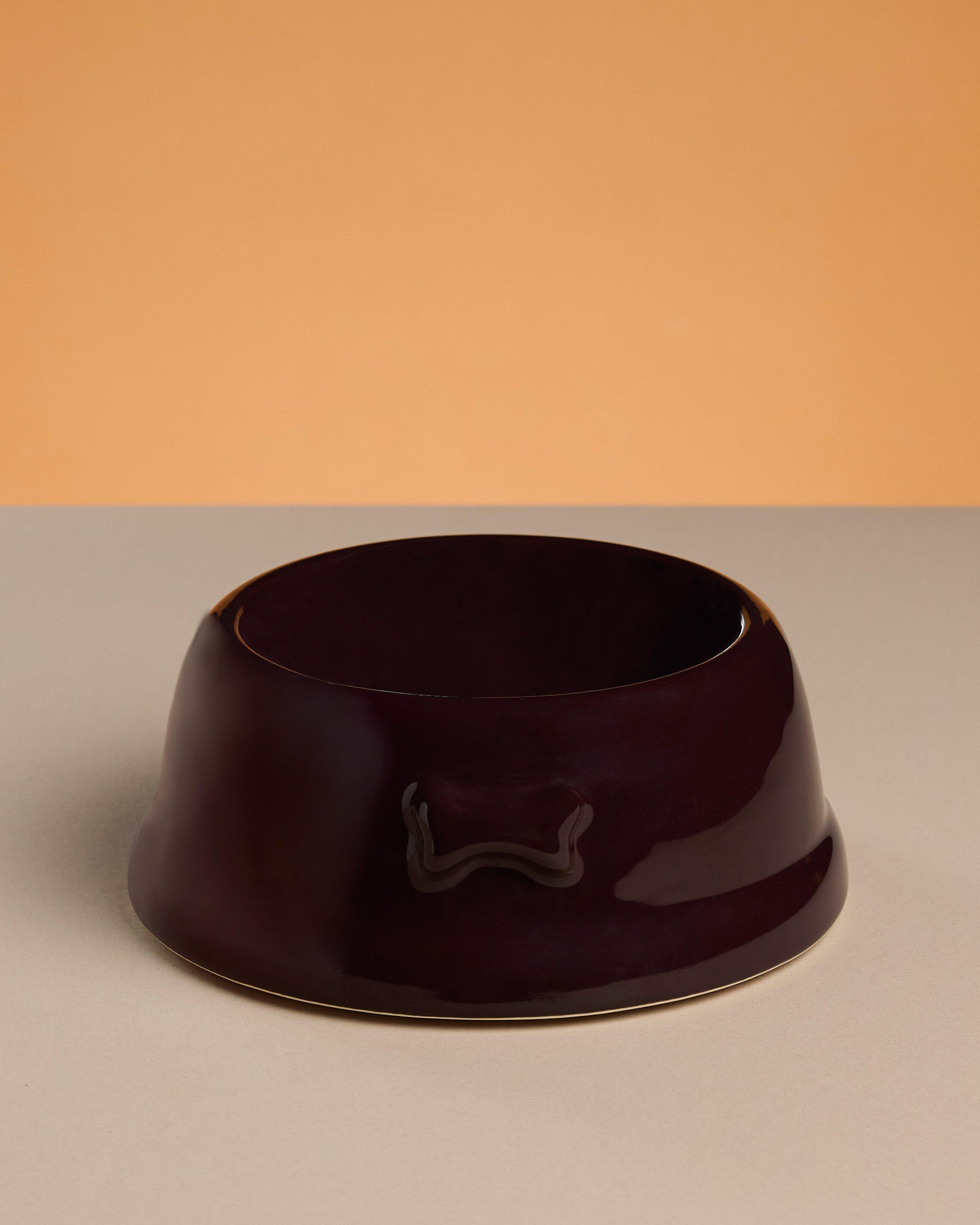 Ceramic Large Pet Bowl -  Burgundy