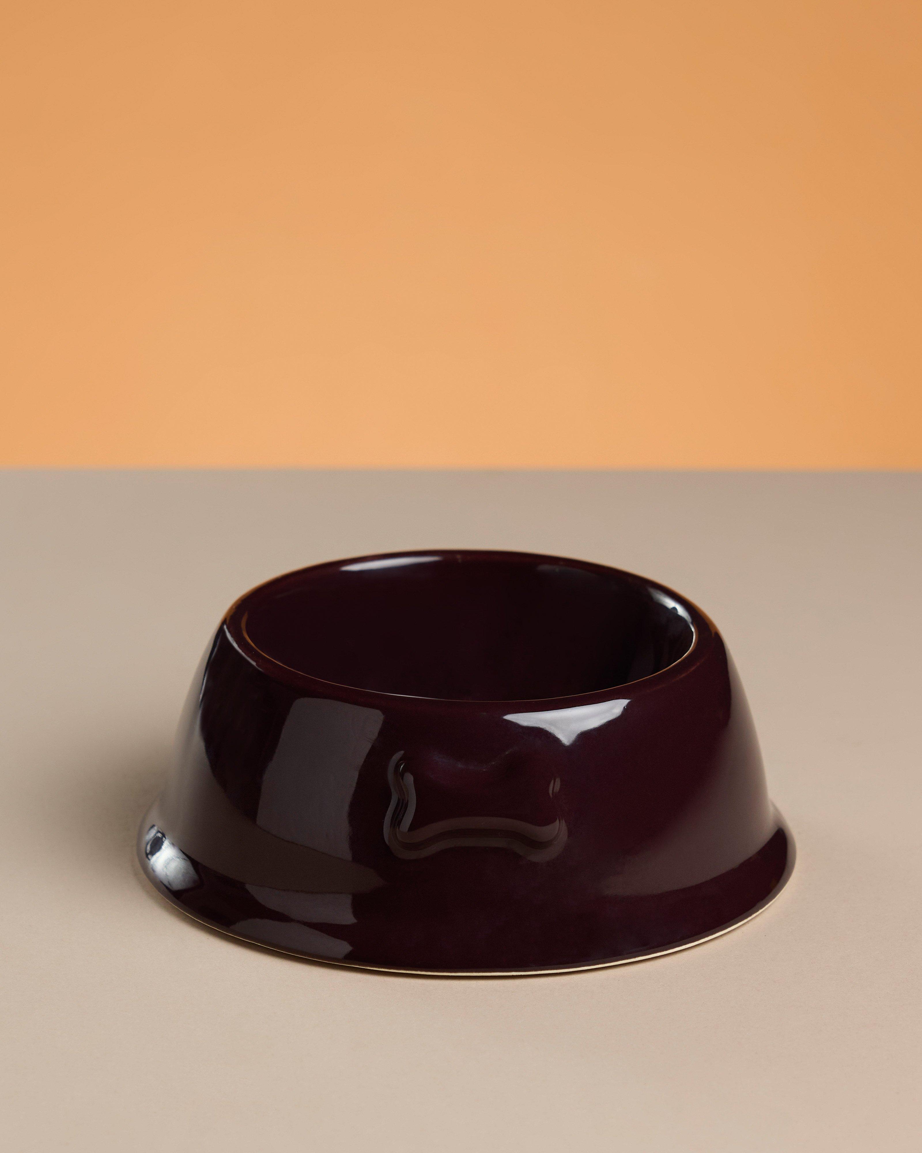 Ceramic Small Pet Bowl -  Burgundy
