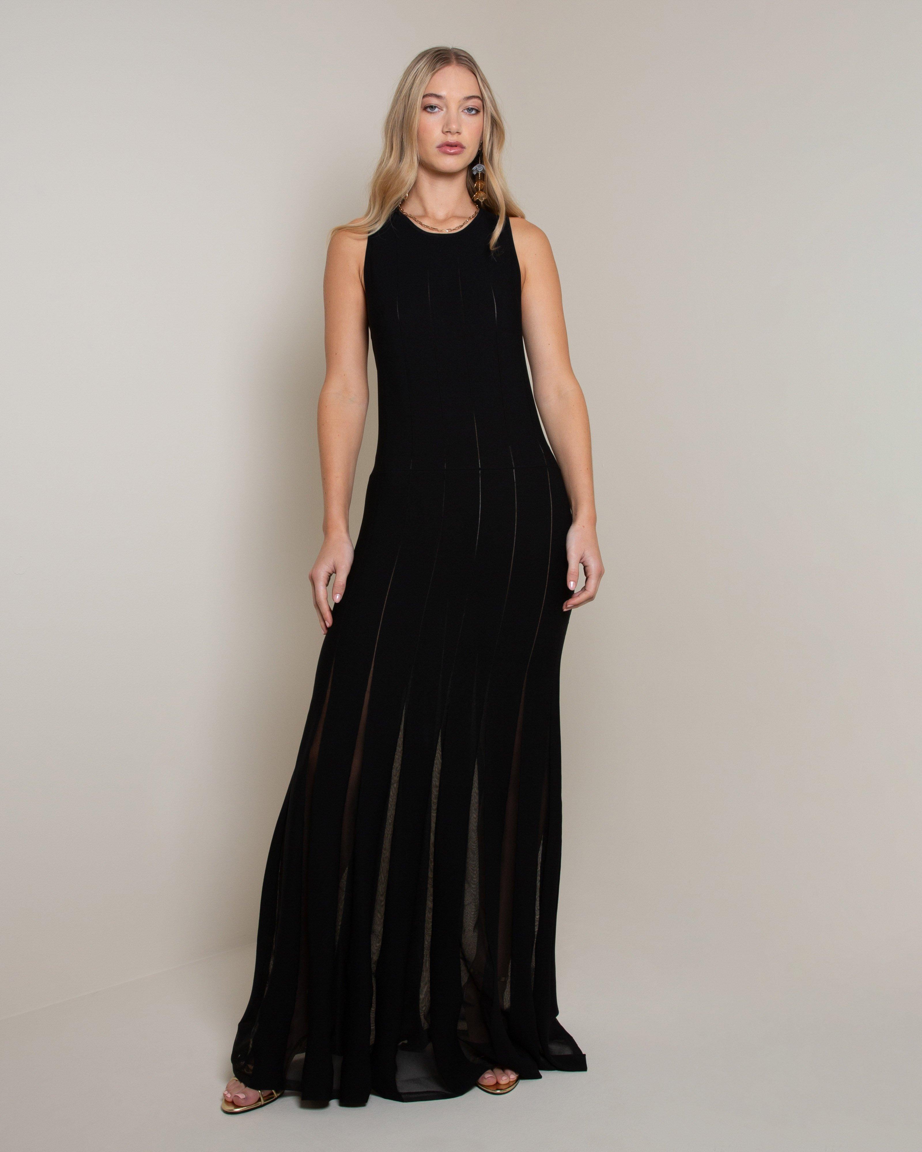 Kelli Knit Pleated Dress -  Black
