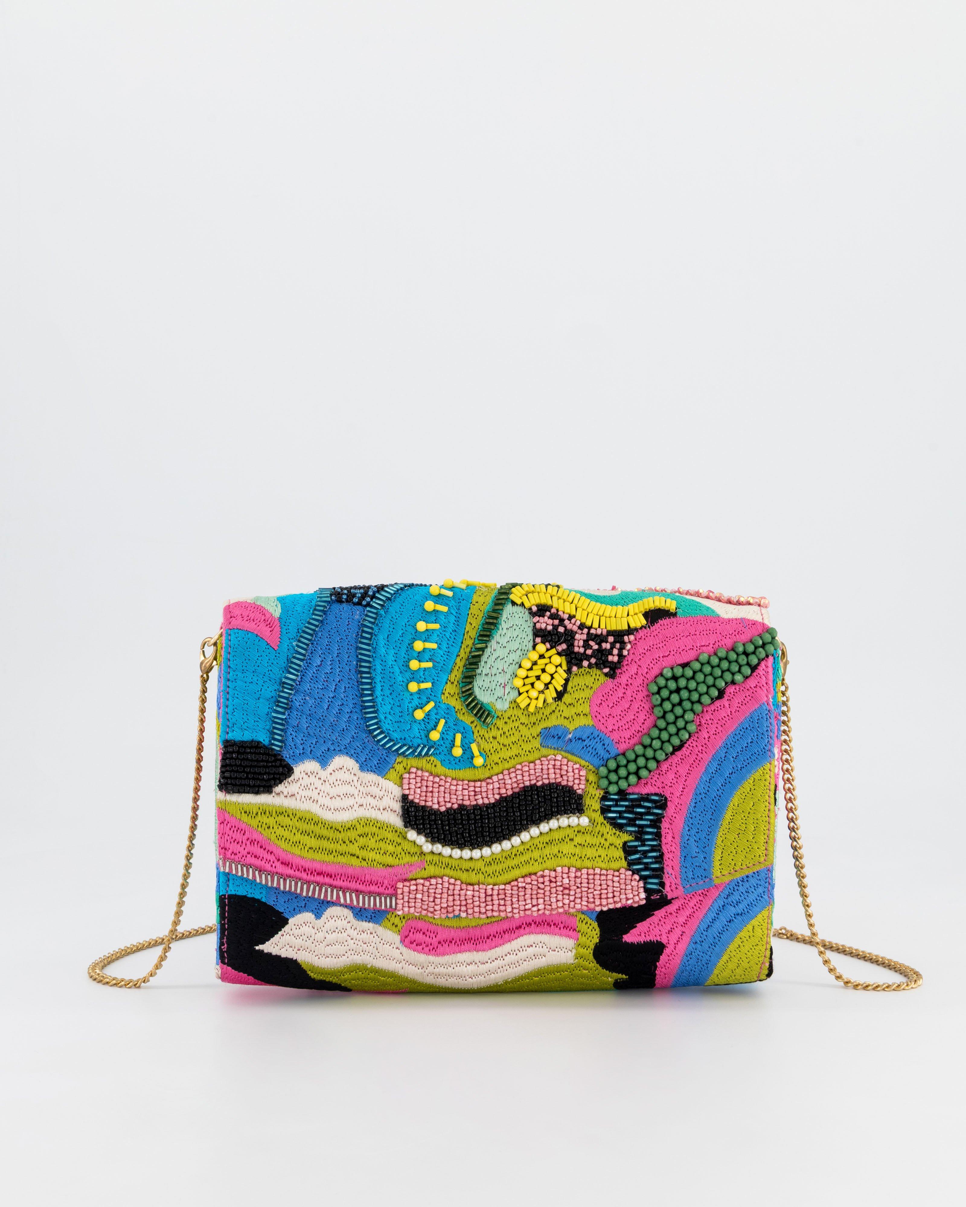 Cadia Abstract Beaded Evening Crossbody Bag  -  Assorted