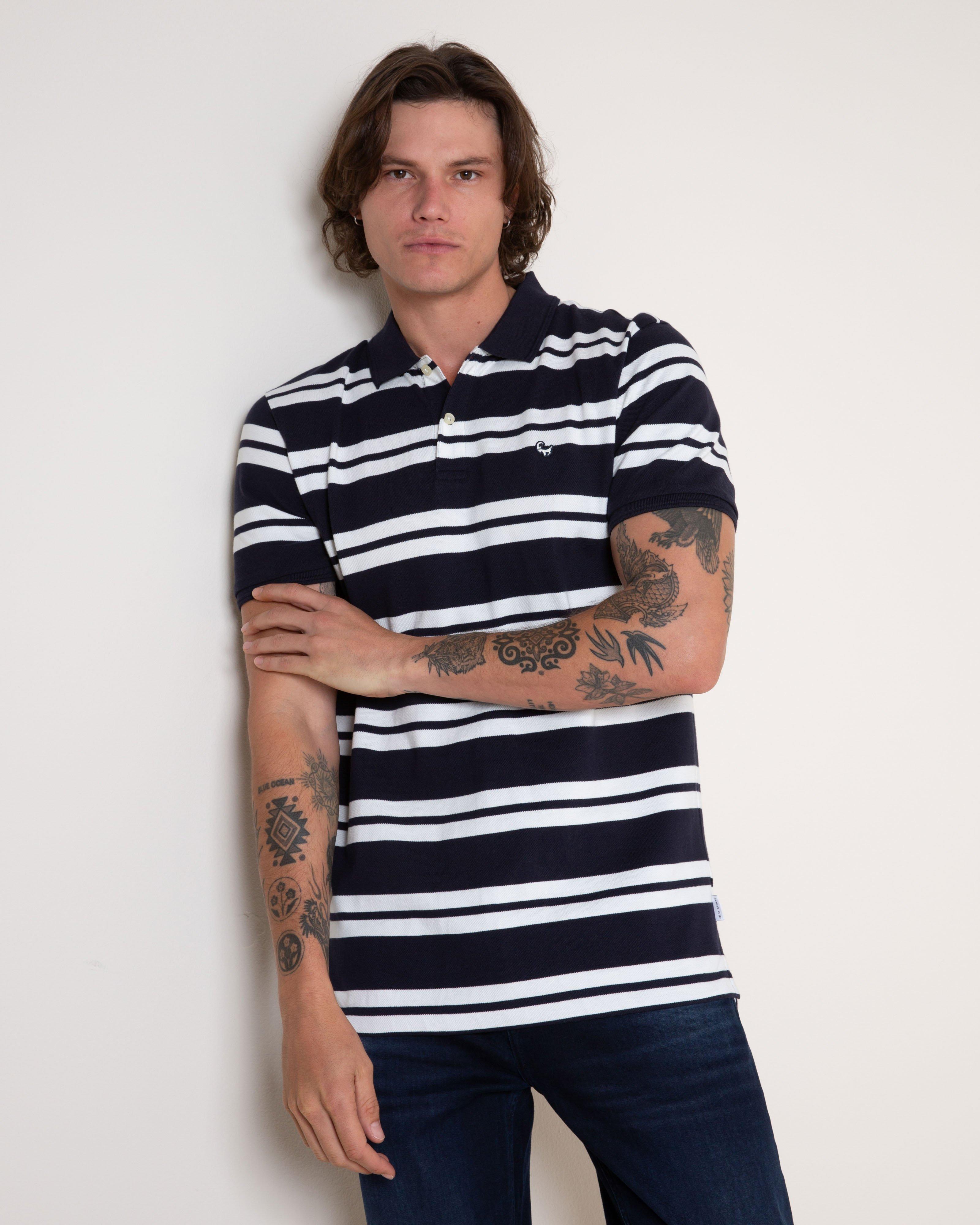  Old Khaki Men’s Andrew Stripe Golfer  -  Navy