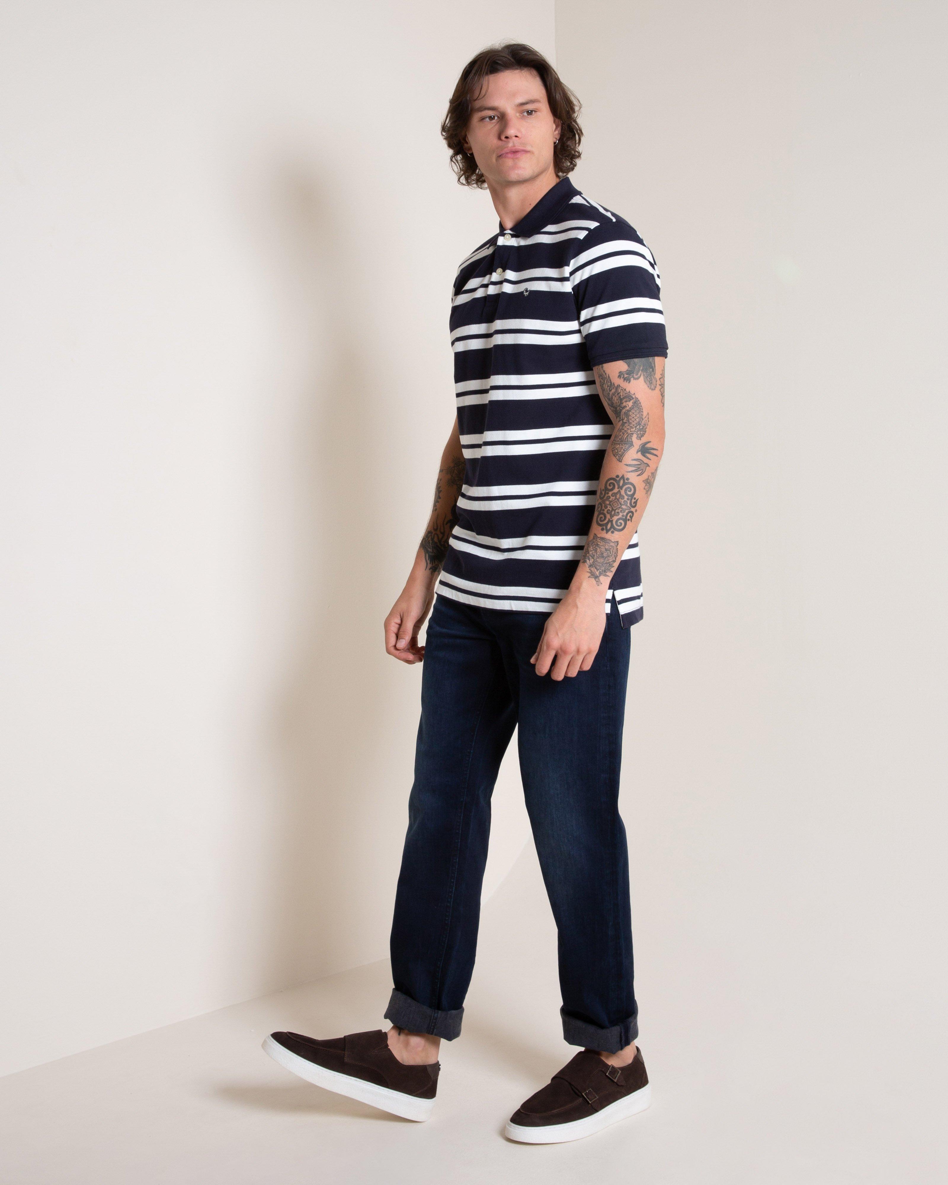  Old Khaki Men’s Andrew Stripe Golfer  -  Navy