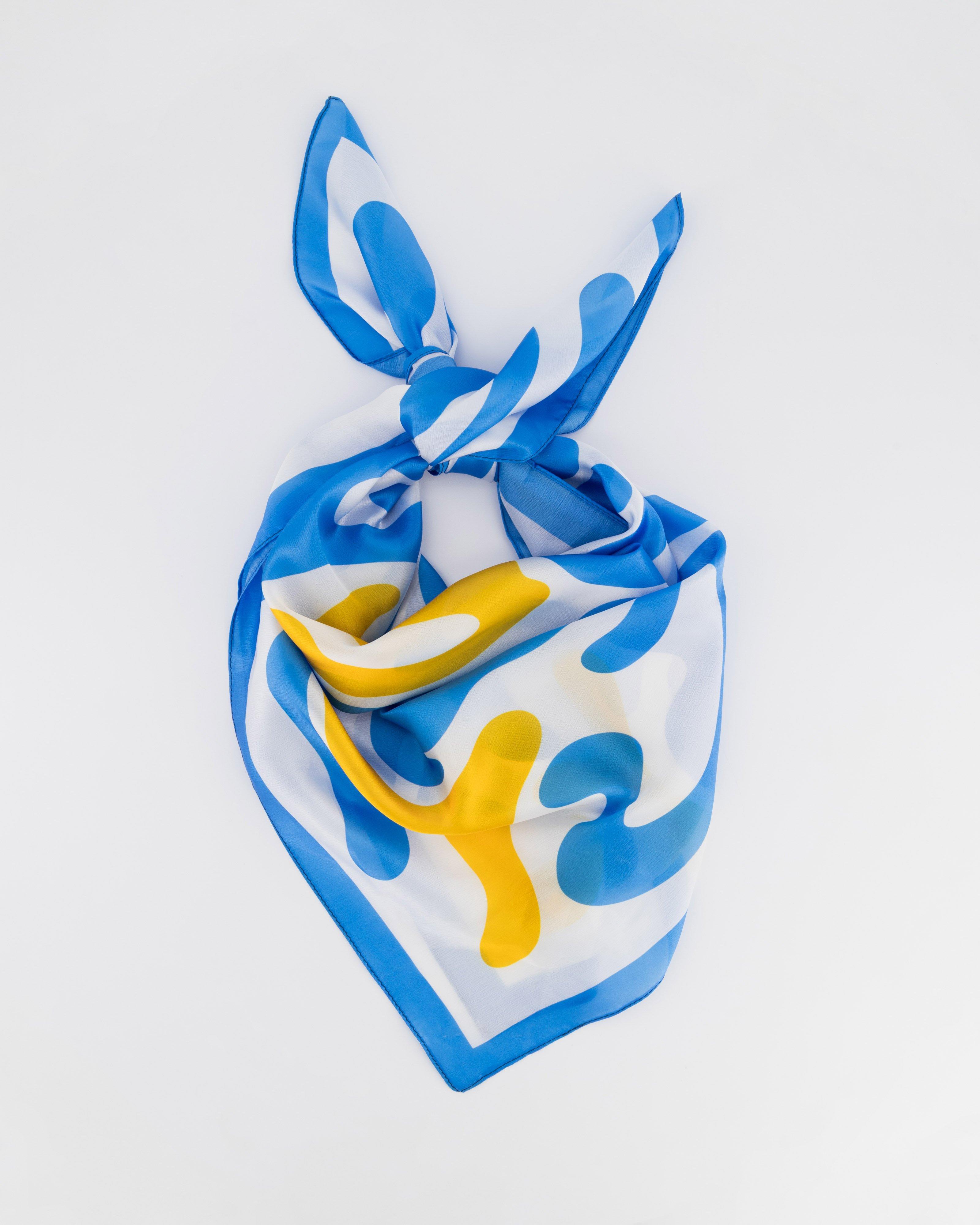 Quinn Abstract Printed Scarf -  Blue