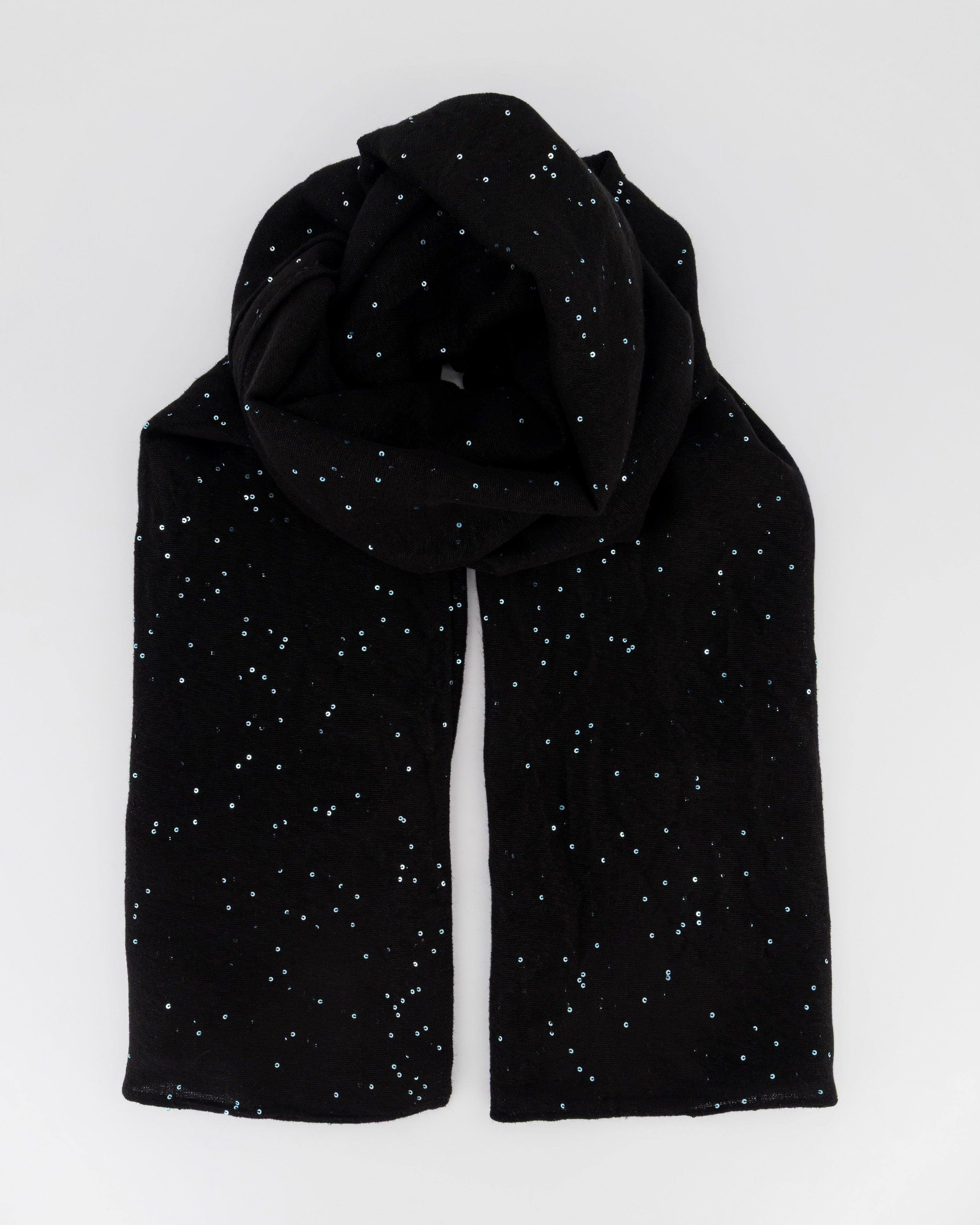 Heidi Sequin Shawl -  Black