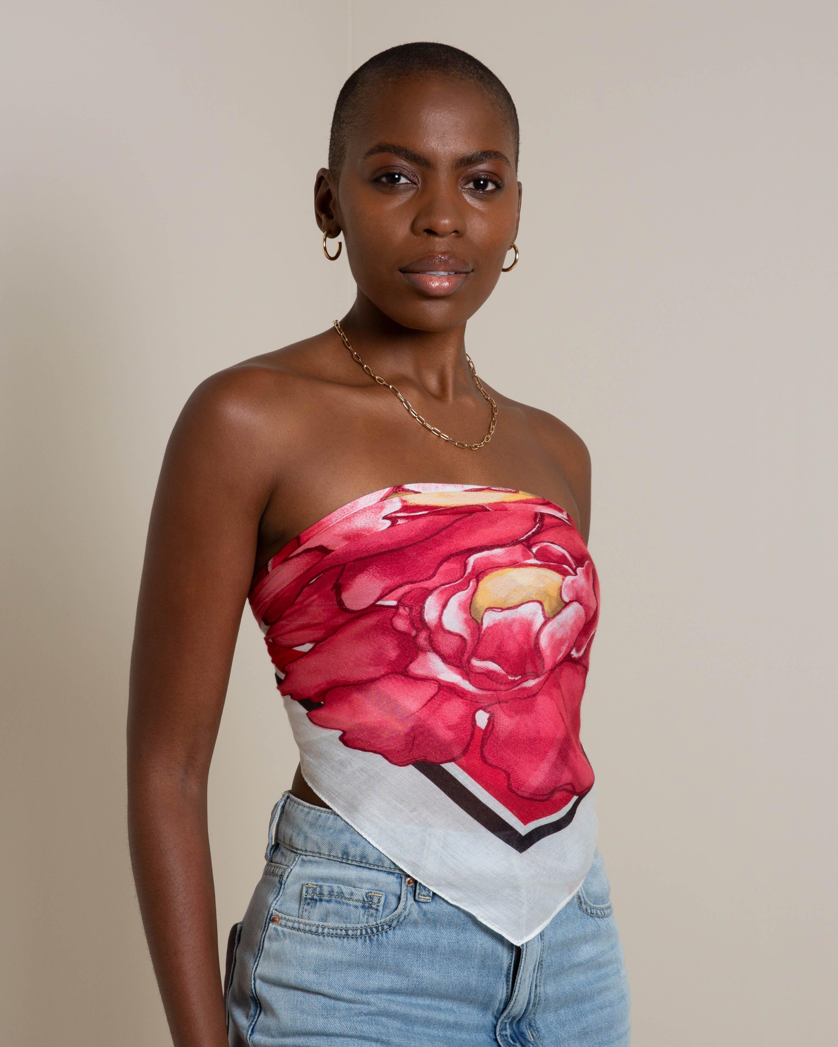  Yuka Abstract Floral Scarf  -  Pink