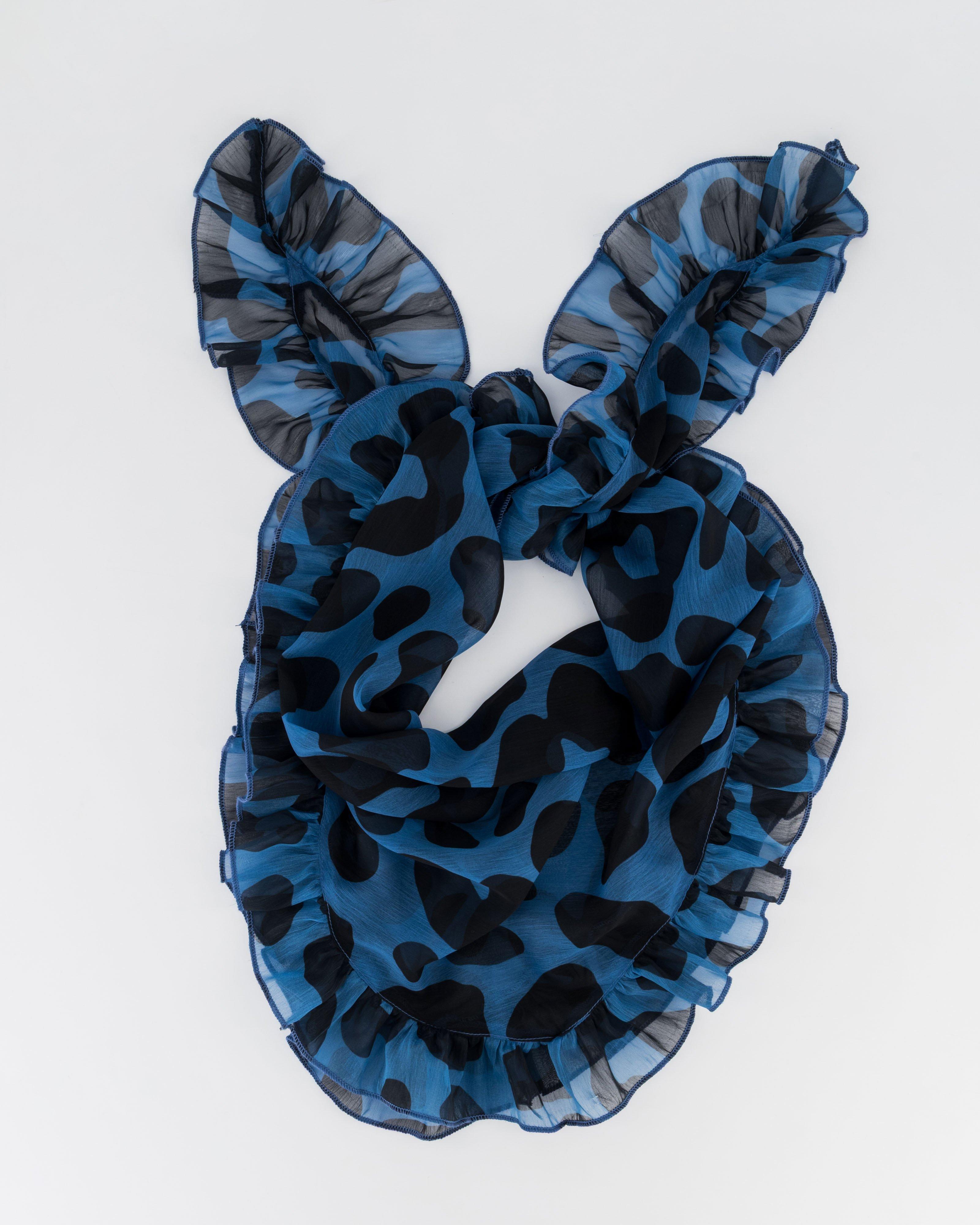 Delanie Leopard Print Scarf -  Blue