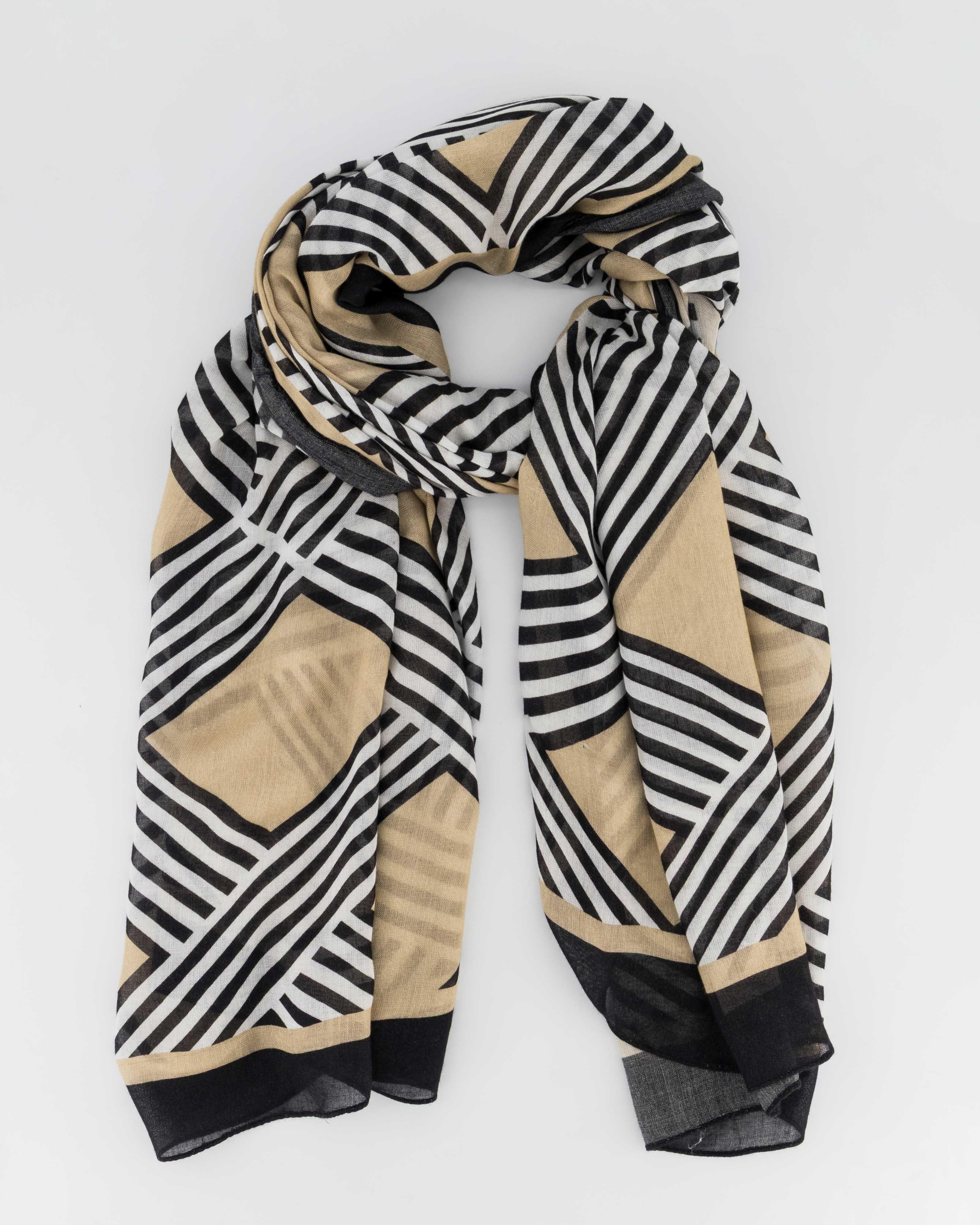 Laina Geometric Printed Scarf -  Stone