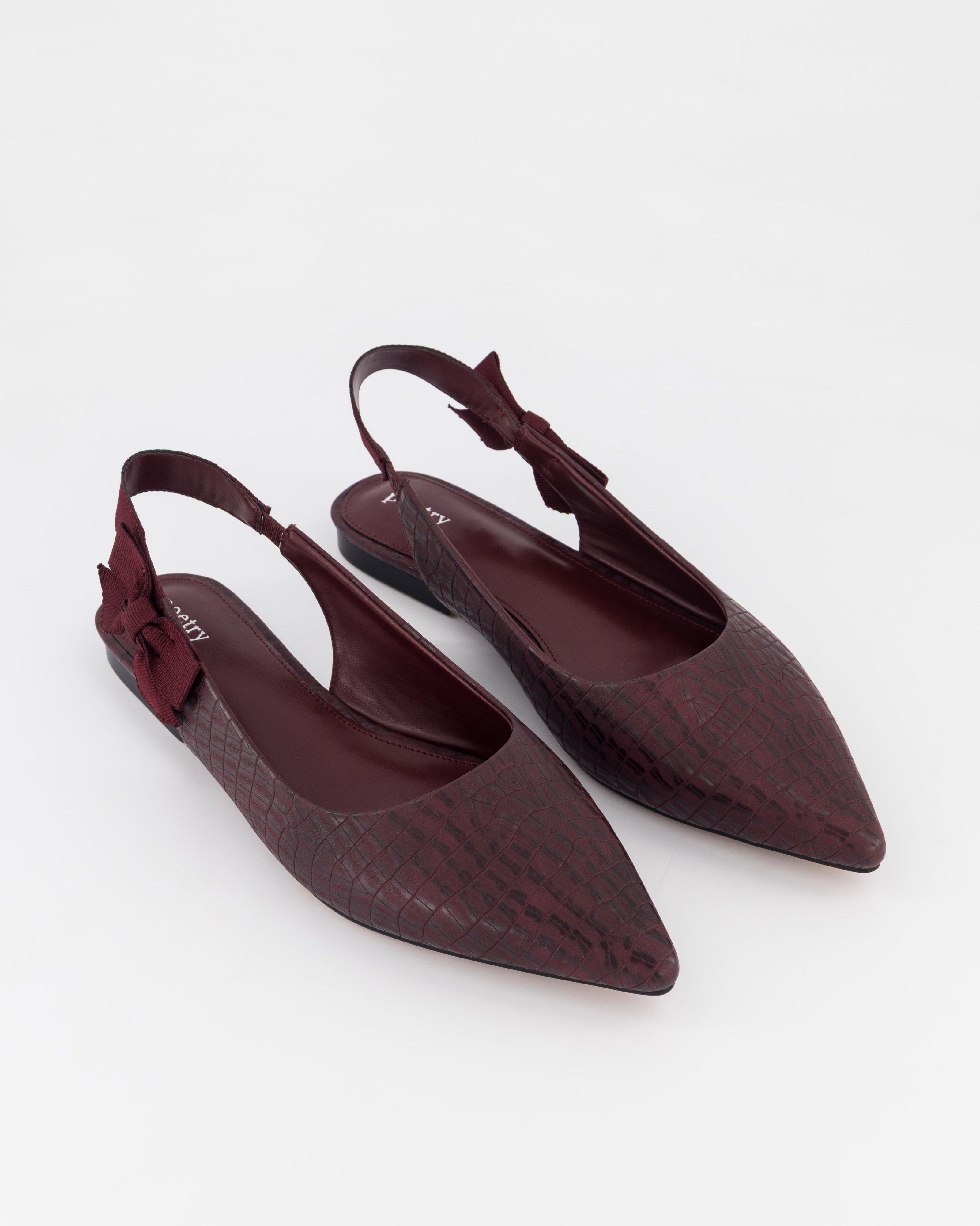 Bea Slingback Flat -  Dark Red