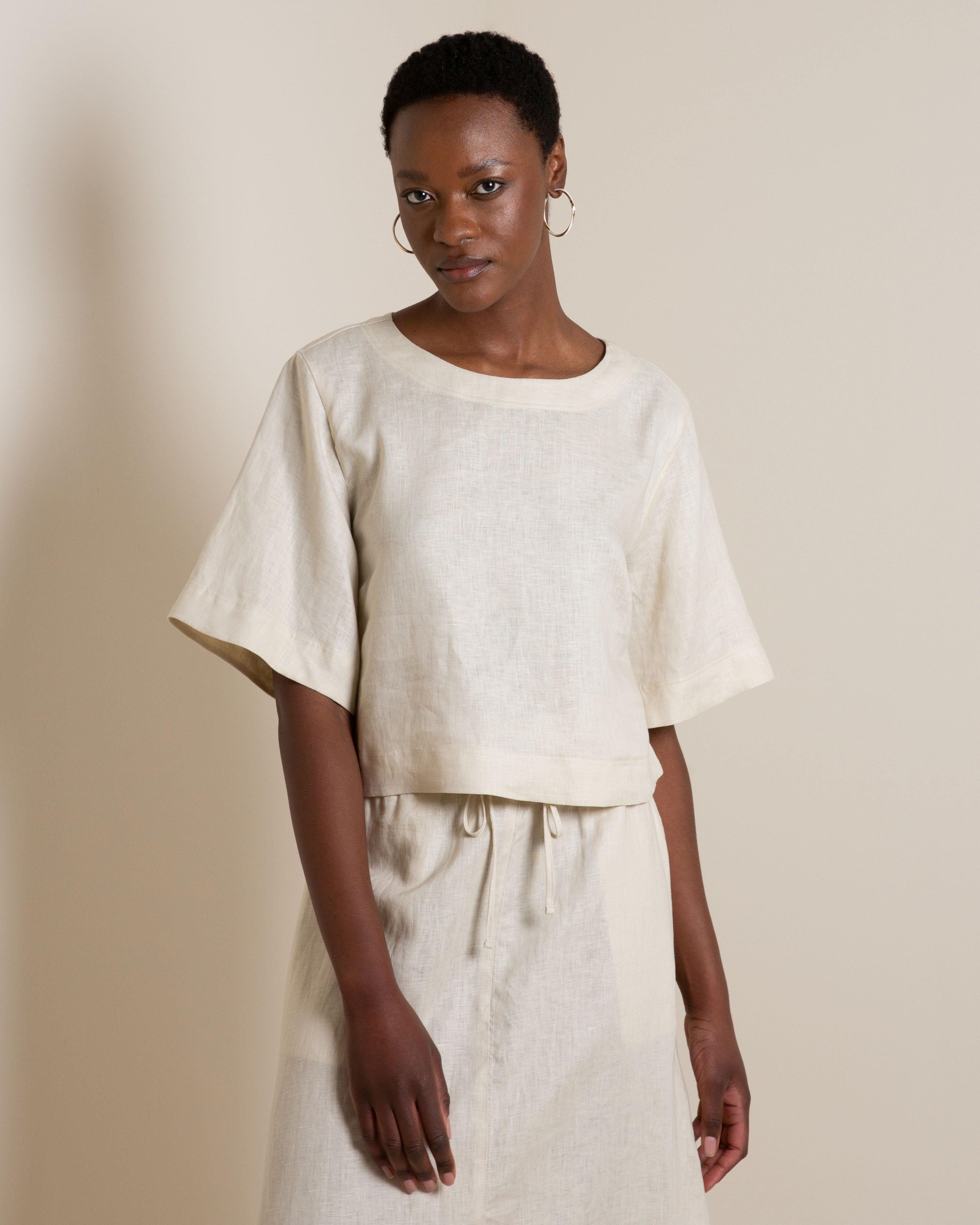 Odessa Linen Top -  Stone