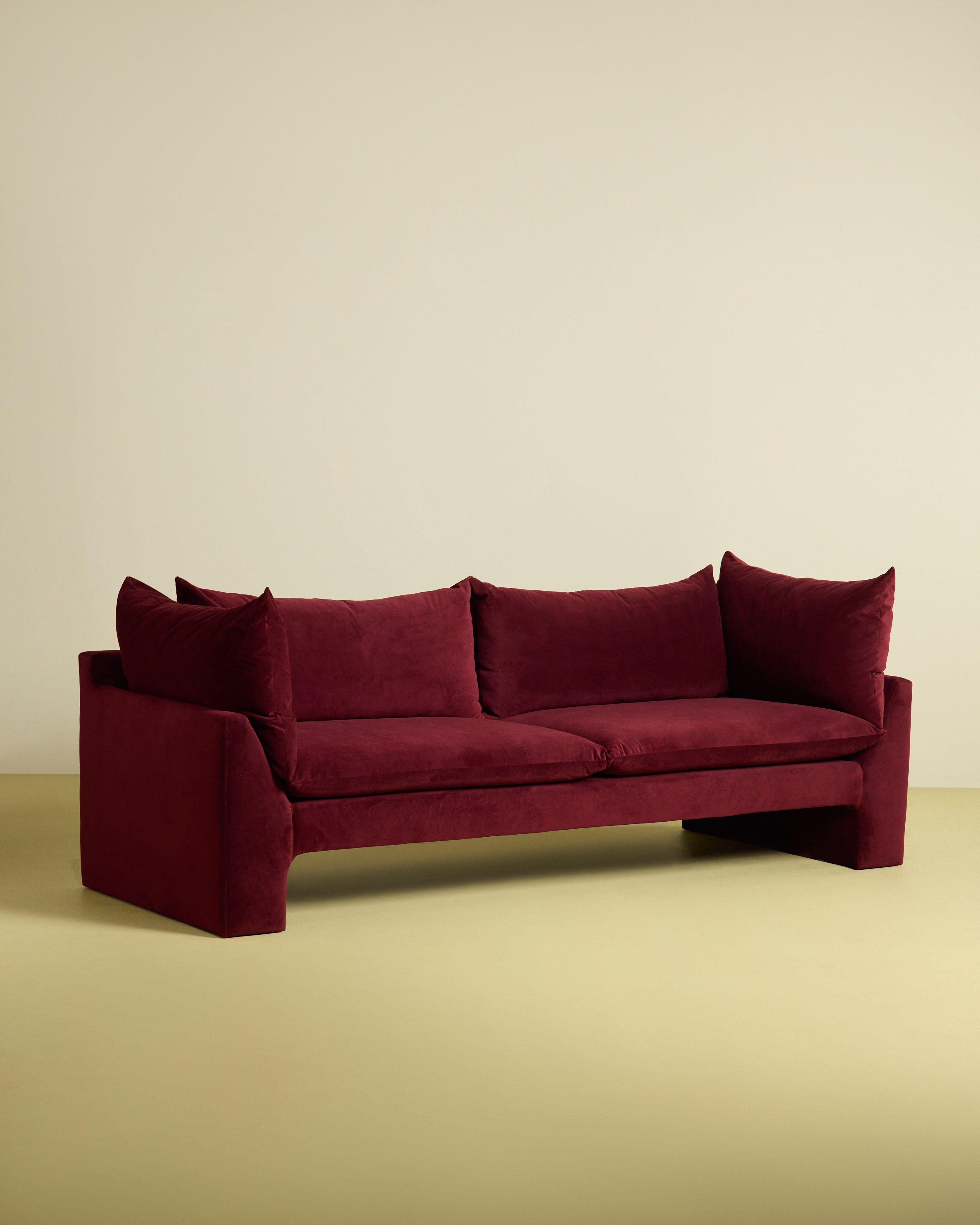 Presley 3-Seater Velvet Couch -  Burgundy