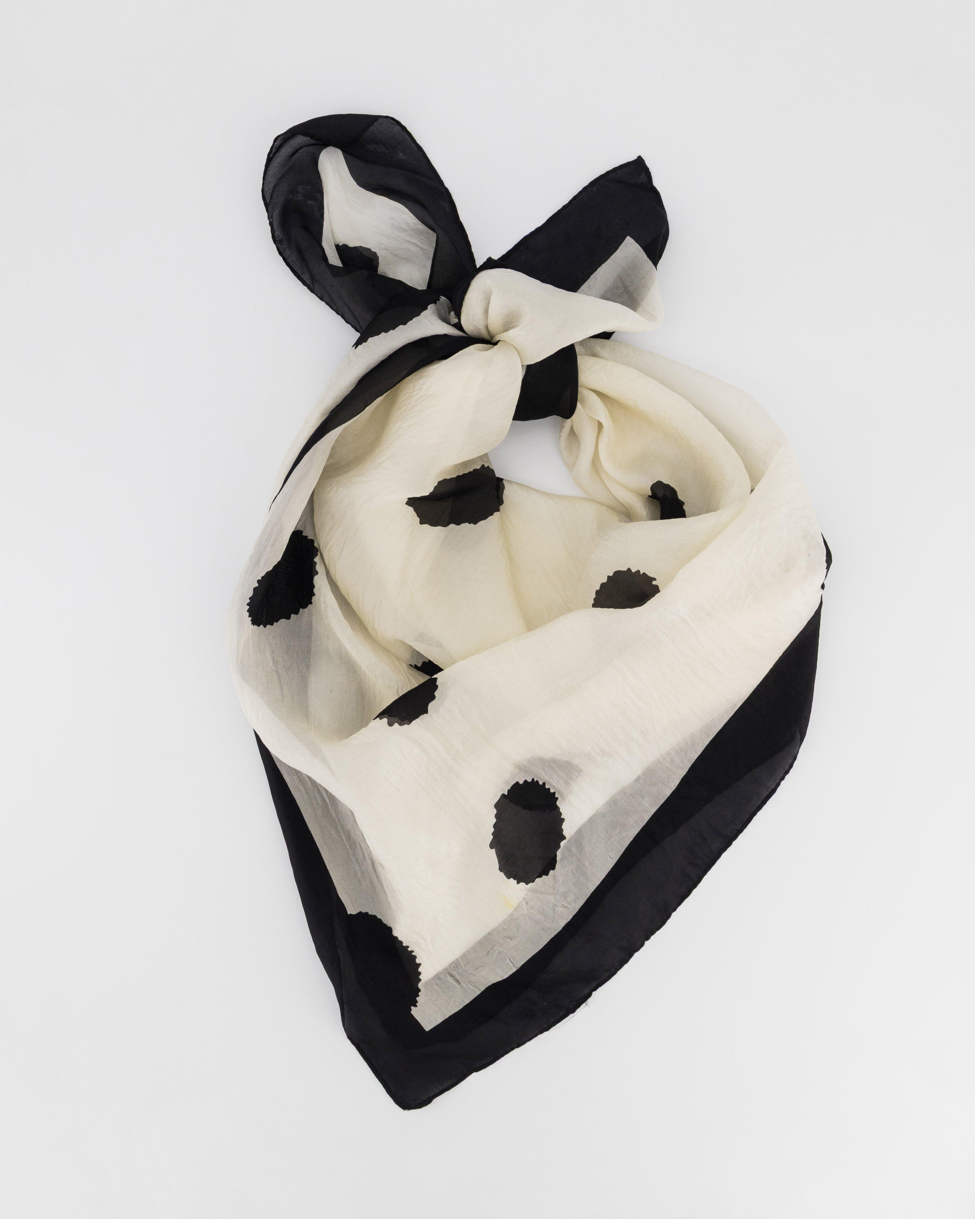 Paris Polka Dot Silk Scarf -  Milk