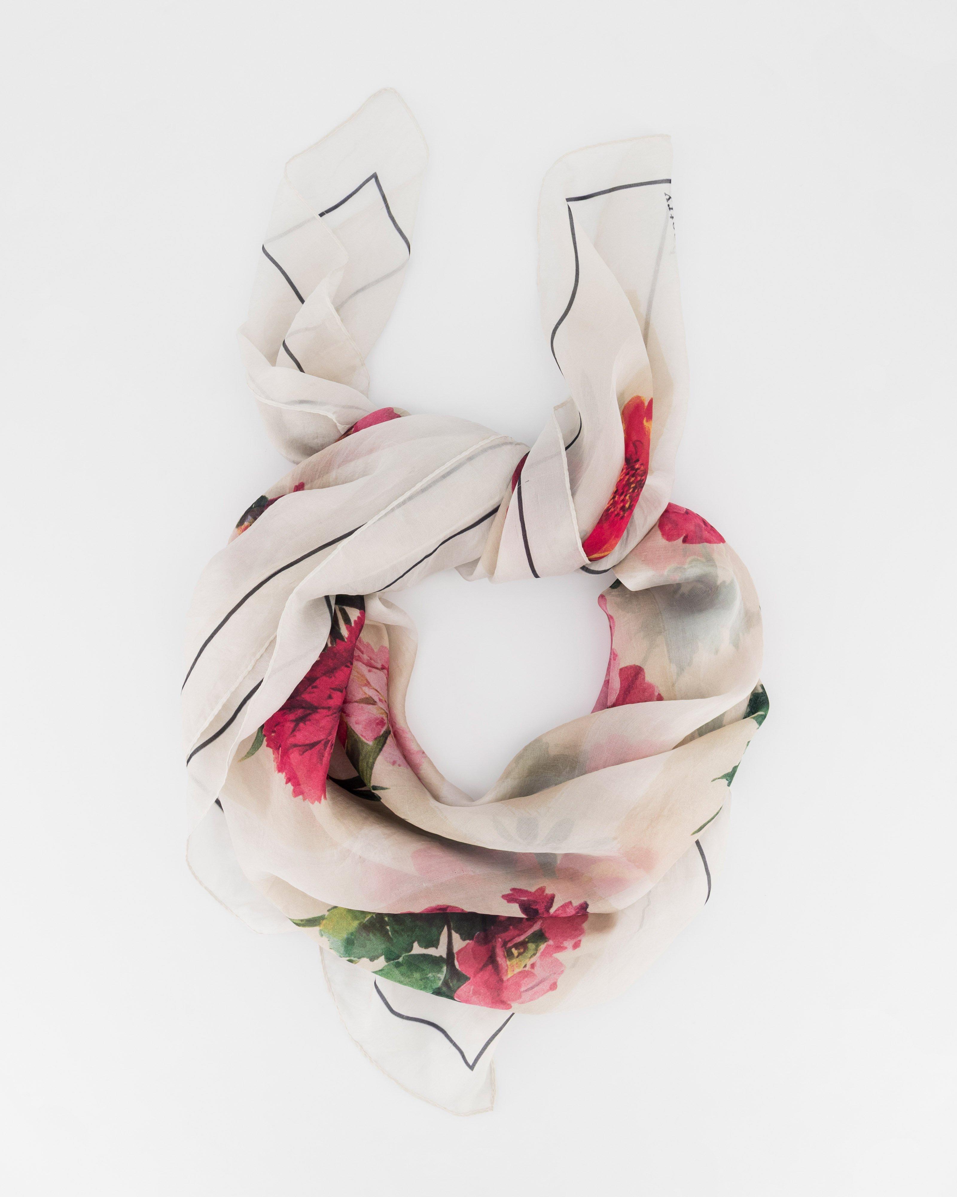Irie Floral Silk Scarf -  Milk