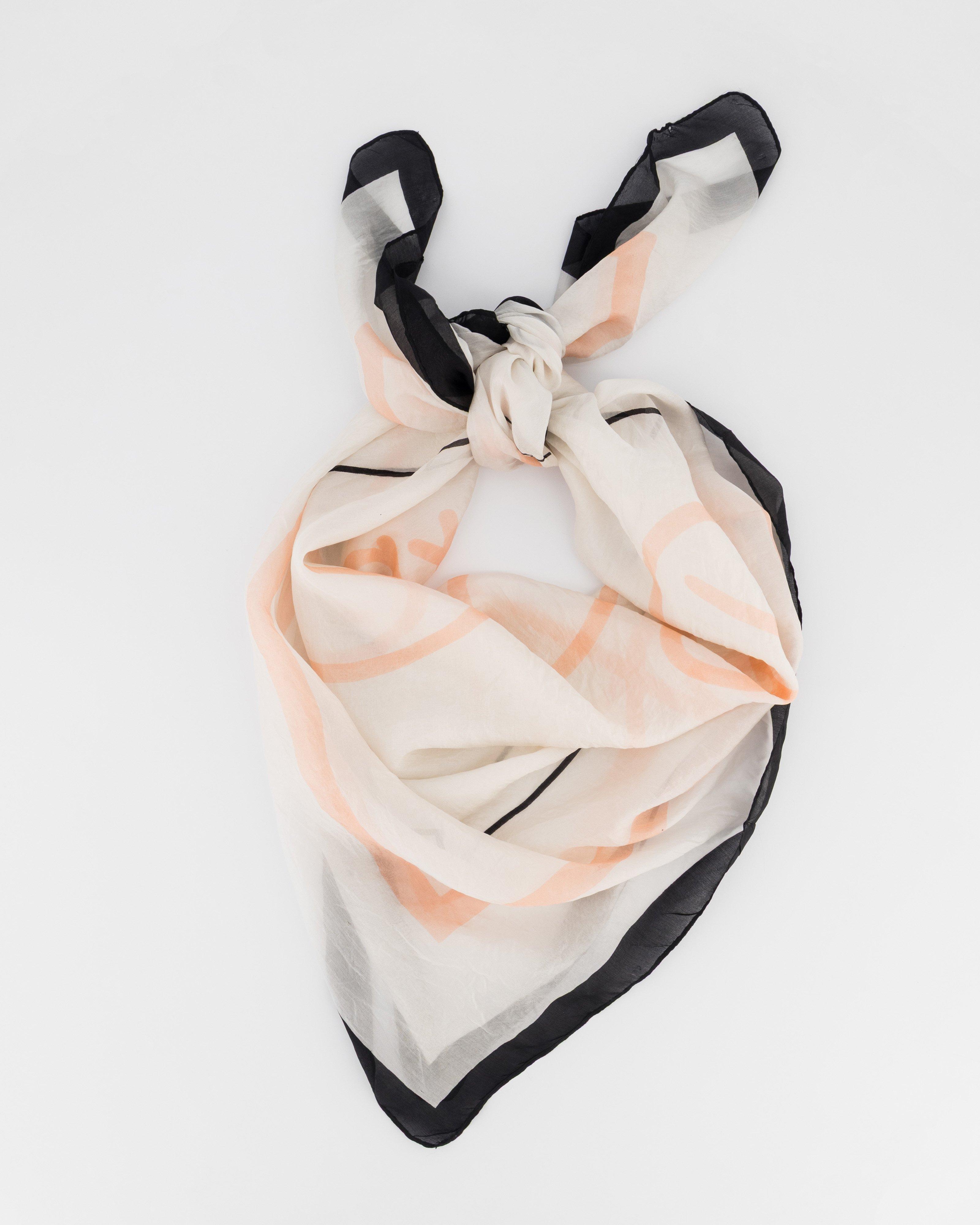 Winnie Logo Silk Scarf -  Milk