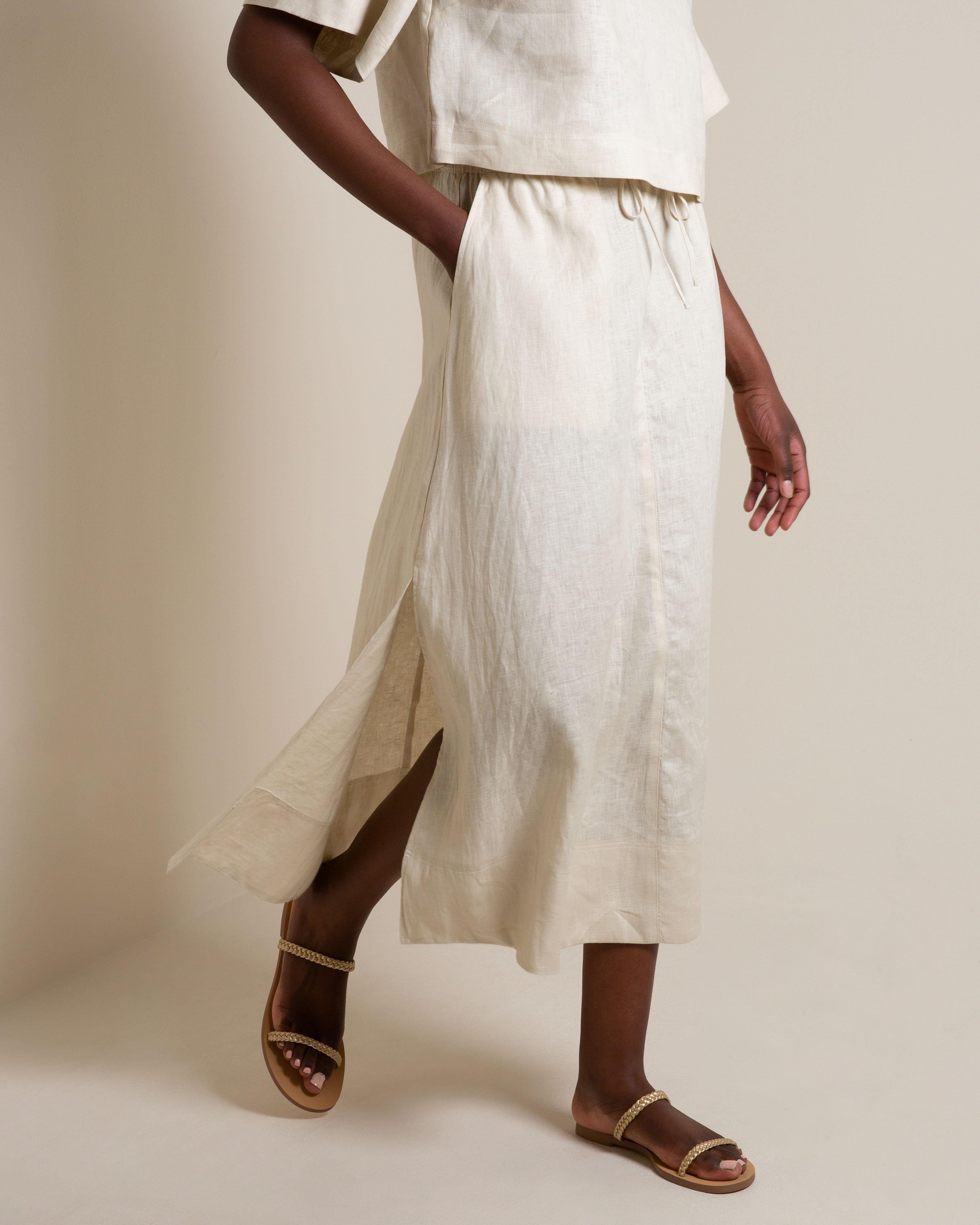 Odessa Linen Skirt -  Stone