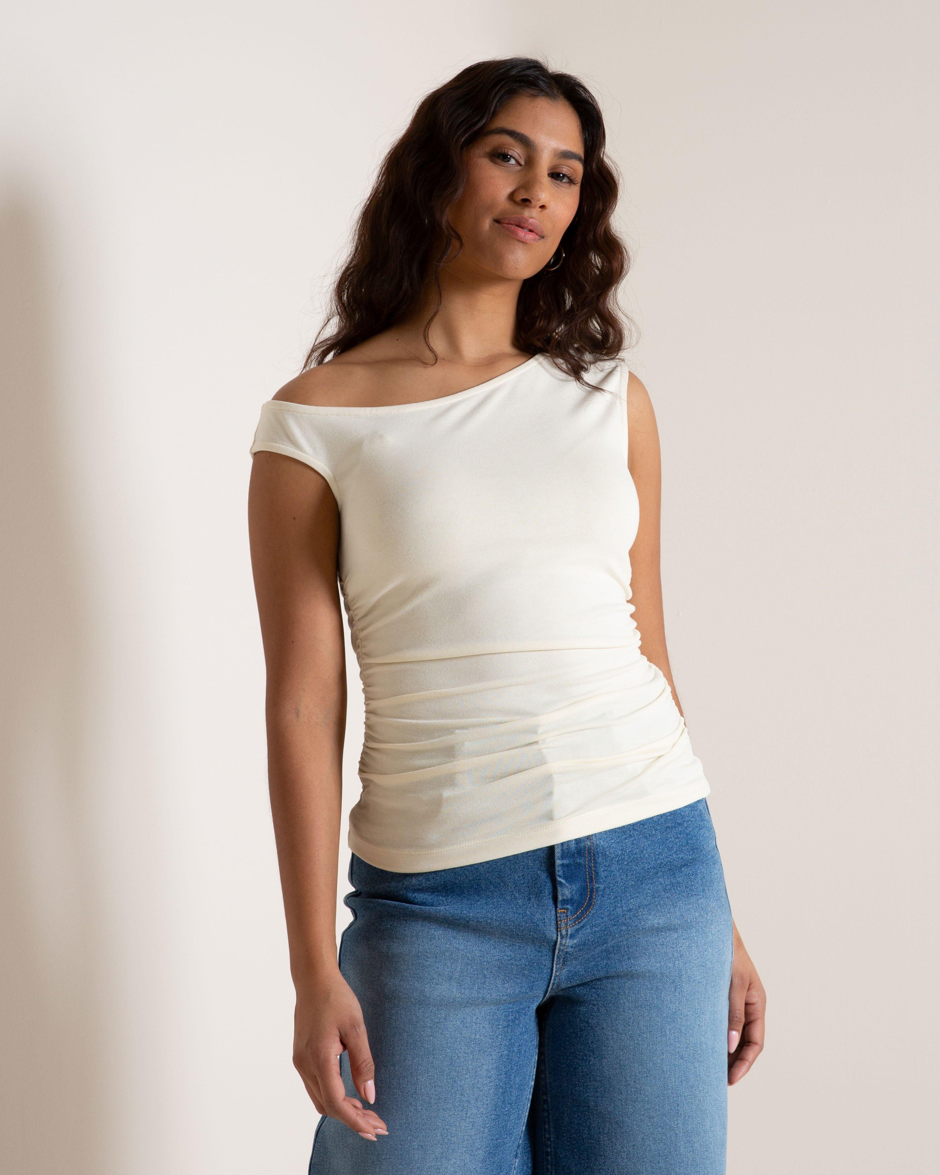 Women's Lily Off Shoulder Top - Black - Old Khaki