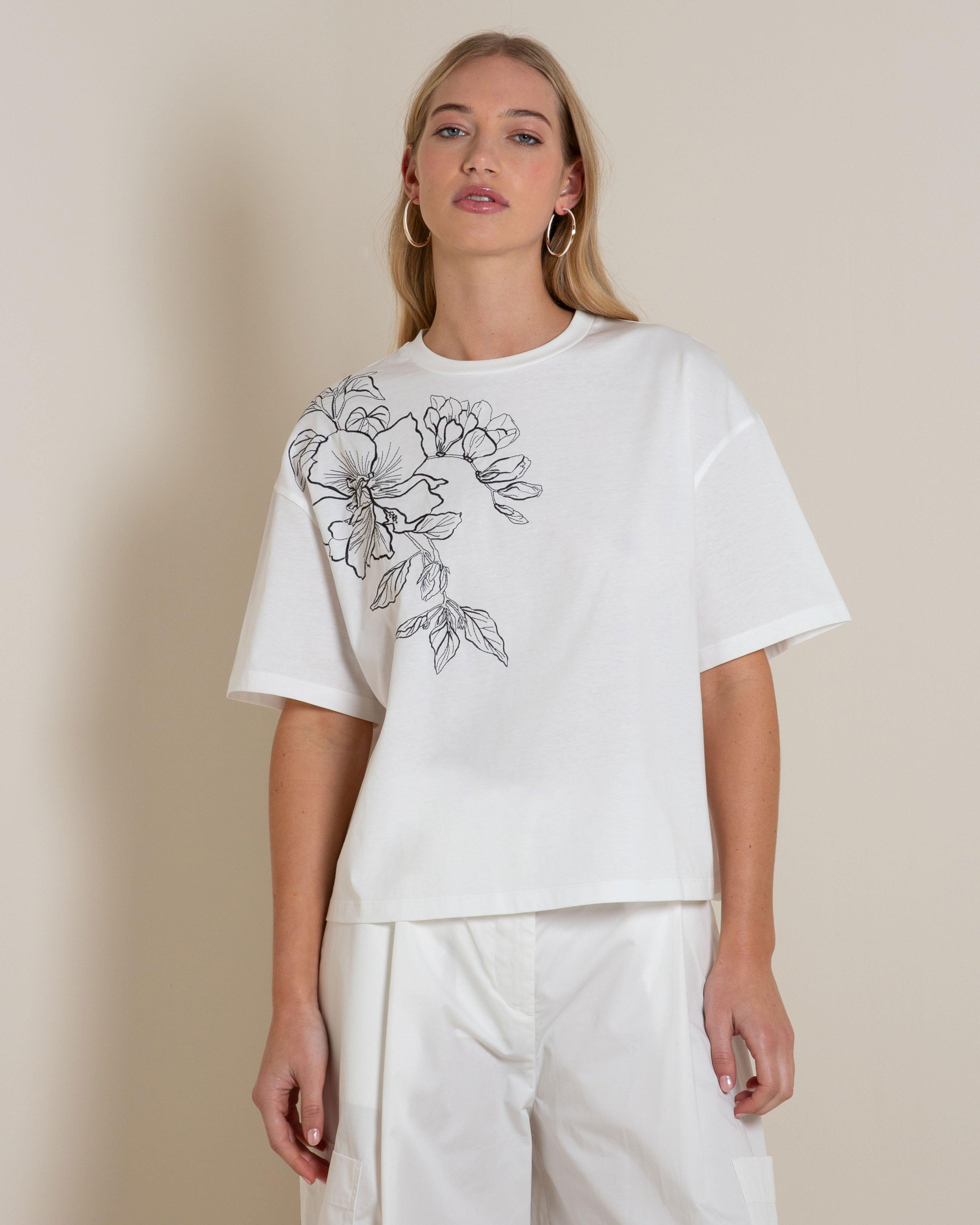 Zaria Embroidered Tee -  White