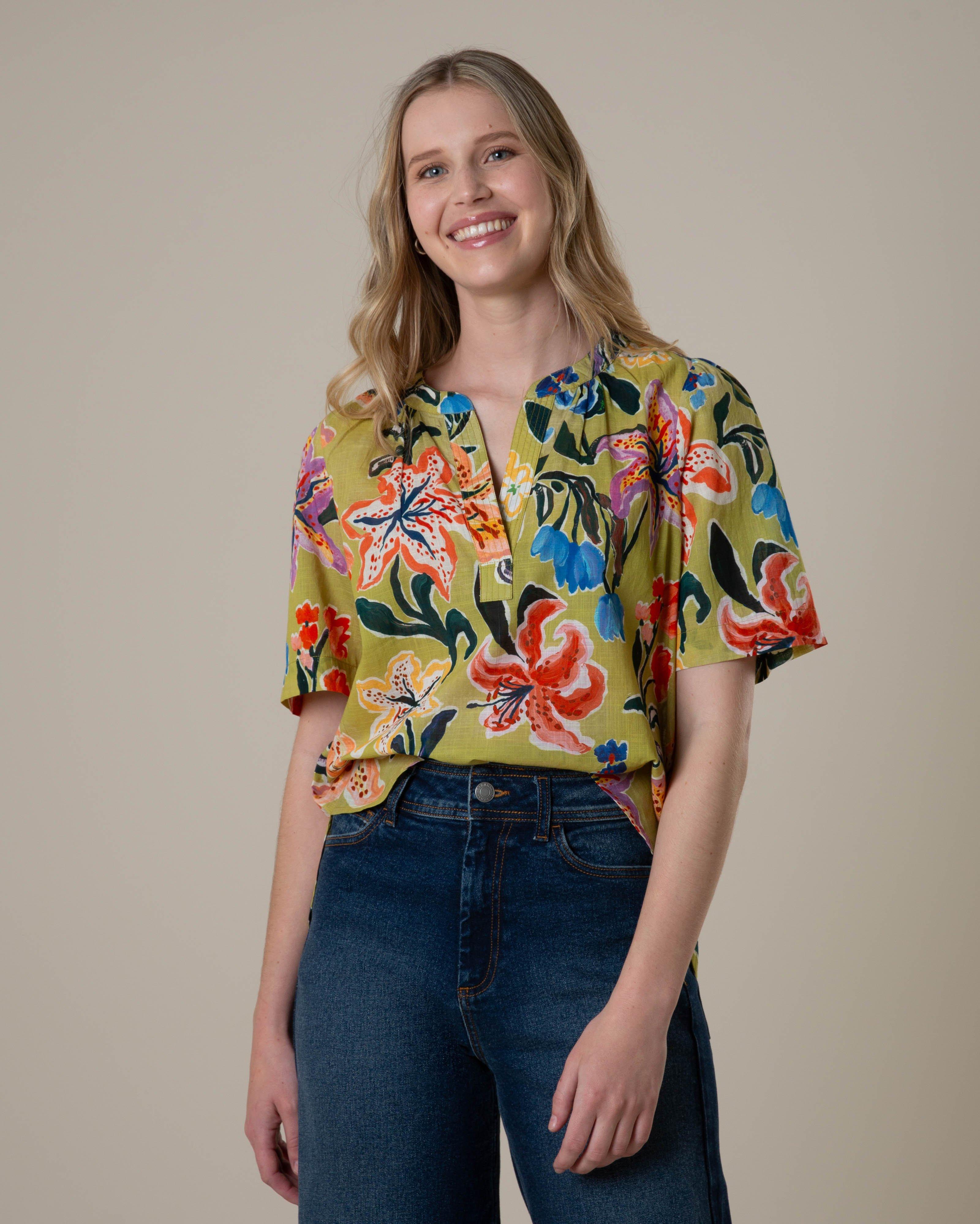 Rare Earth Belle Printed Pop Over Top -  Assorted