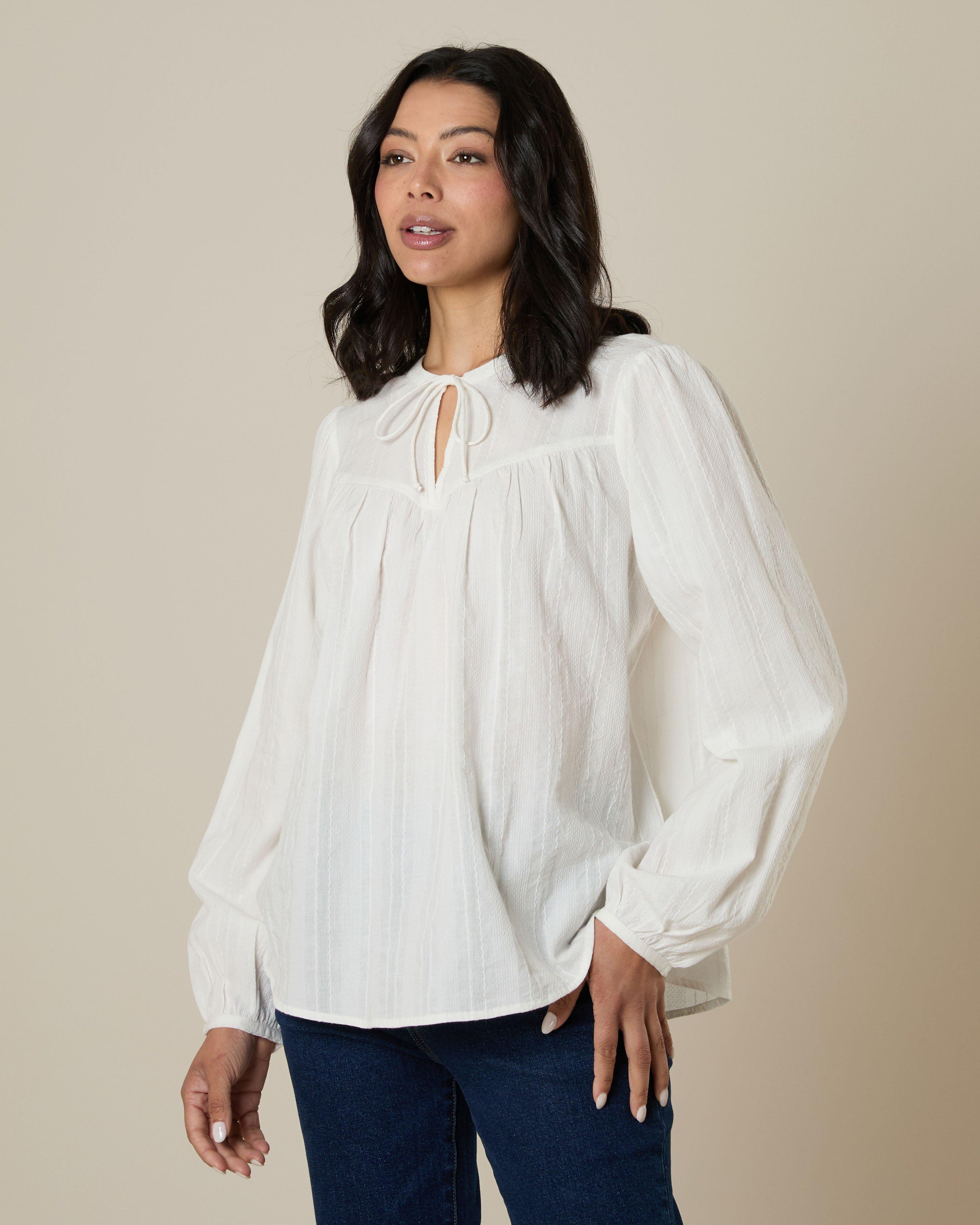 Rare Earth Women's Luna Surface Interest Blouse -  Milk