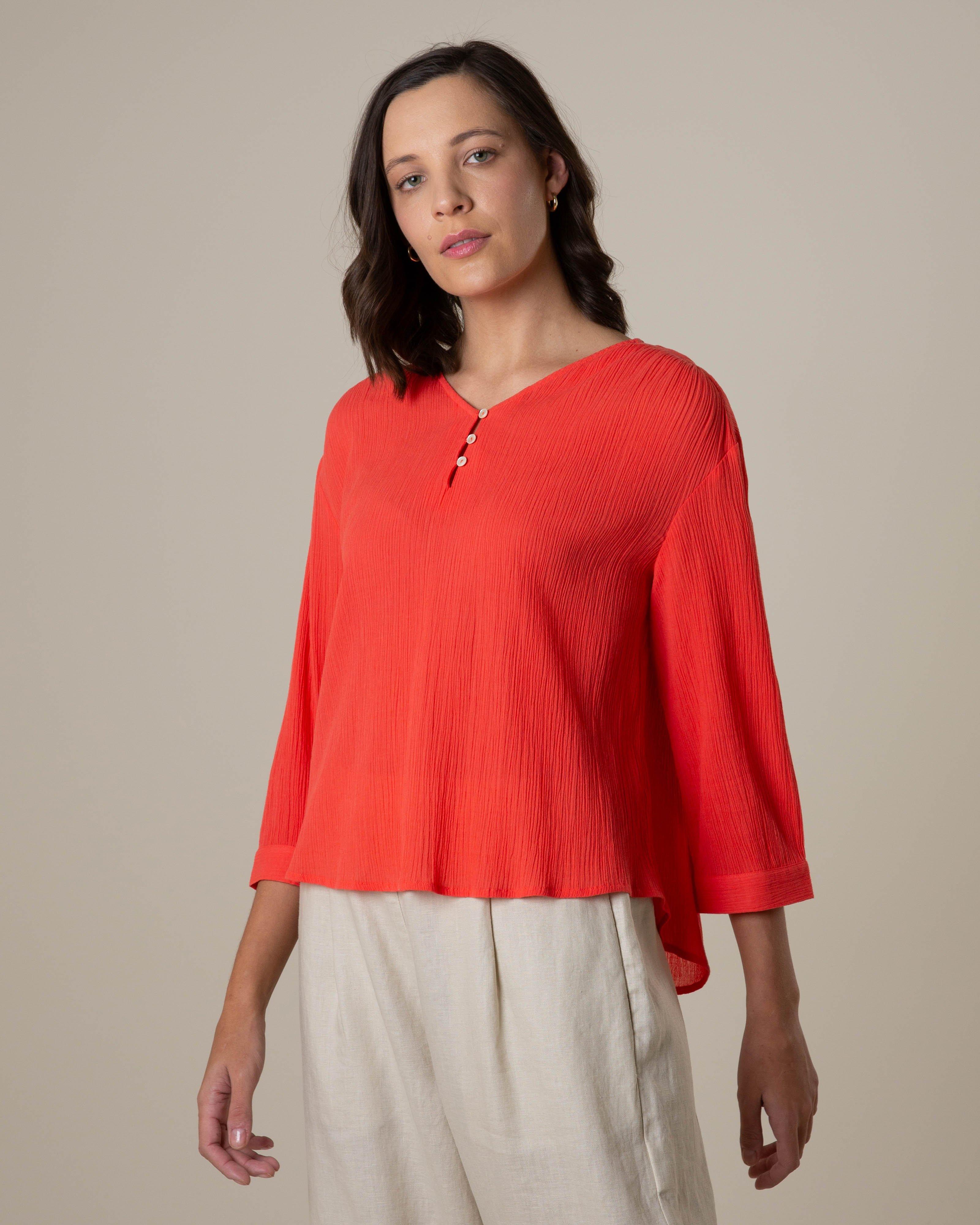 Rare Earth Women’s Meg Popover Blouse -  Coral