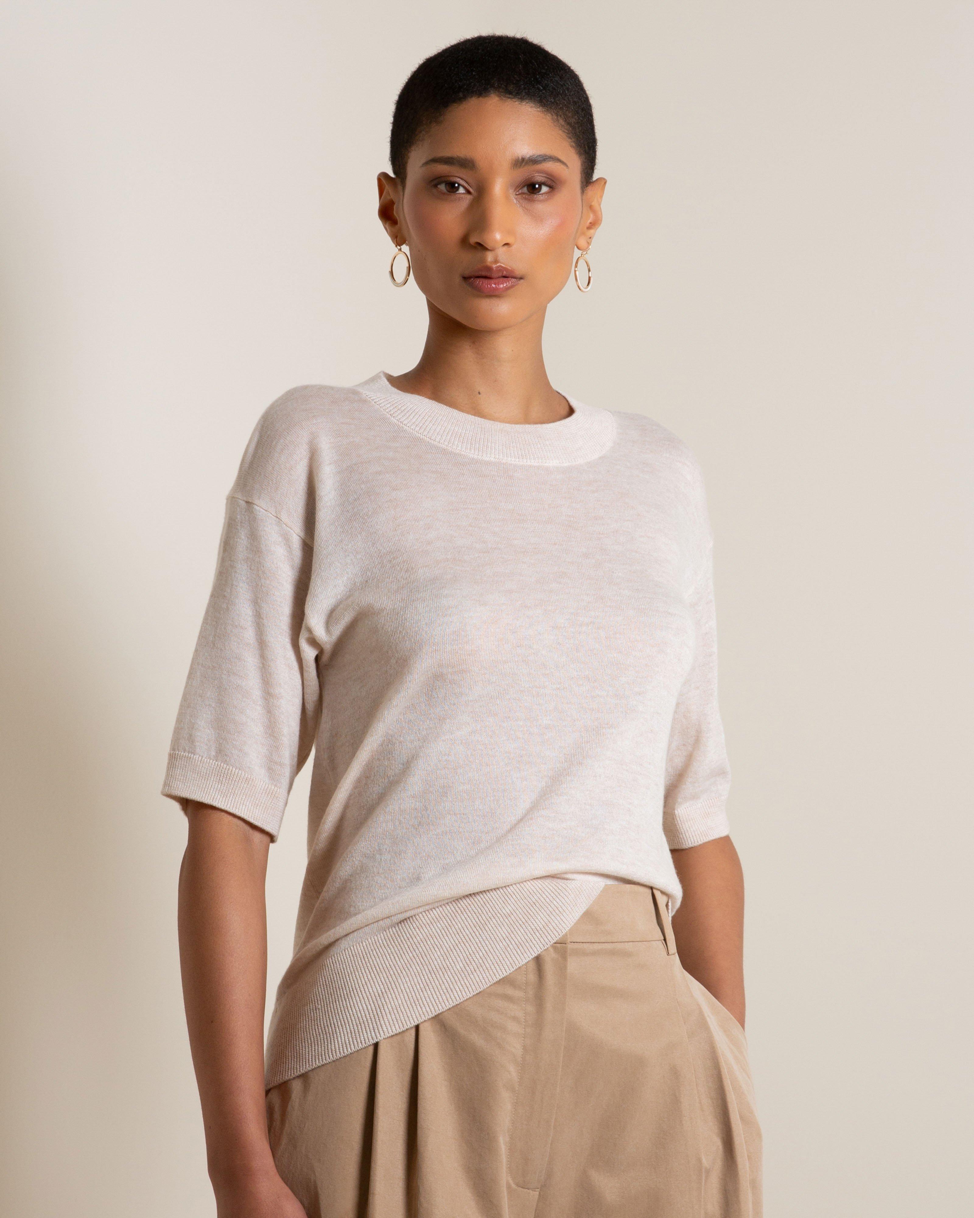 Leanne Knit Tee -  Milk