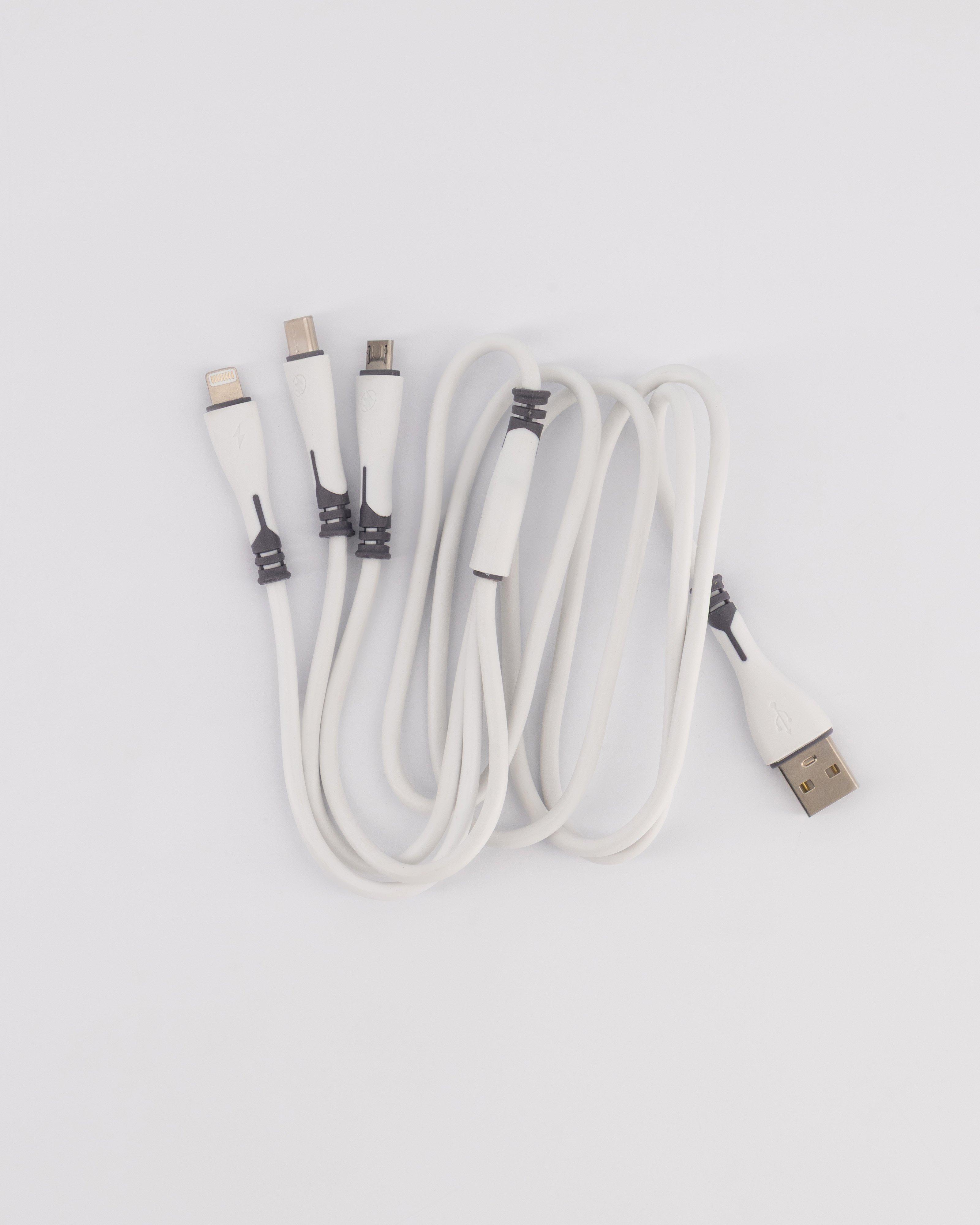 BiRST 1 Meter 3-in-1 Charging Cable -  White