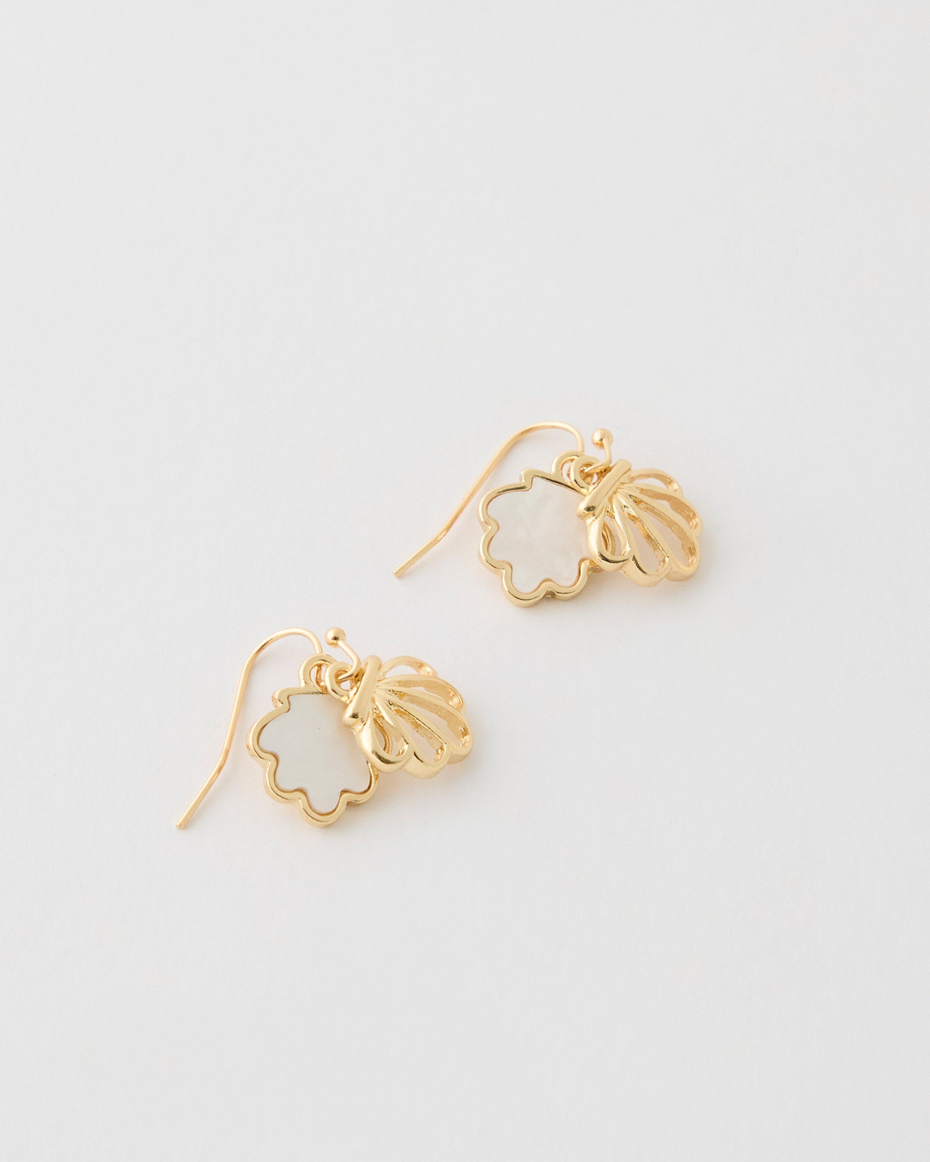 Shell Drop Earring -  Gold