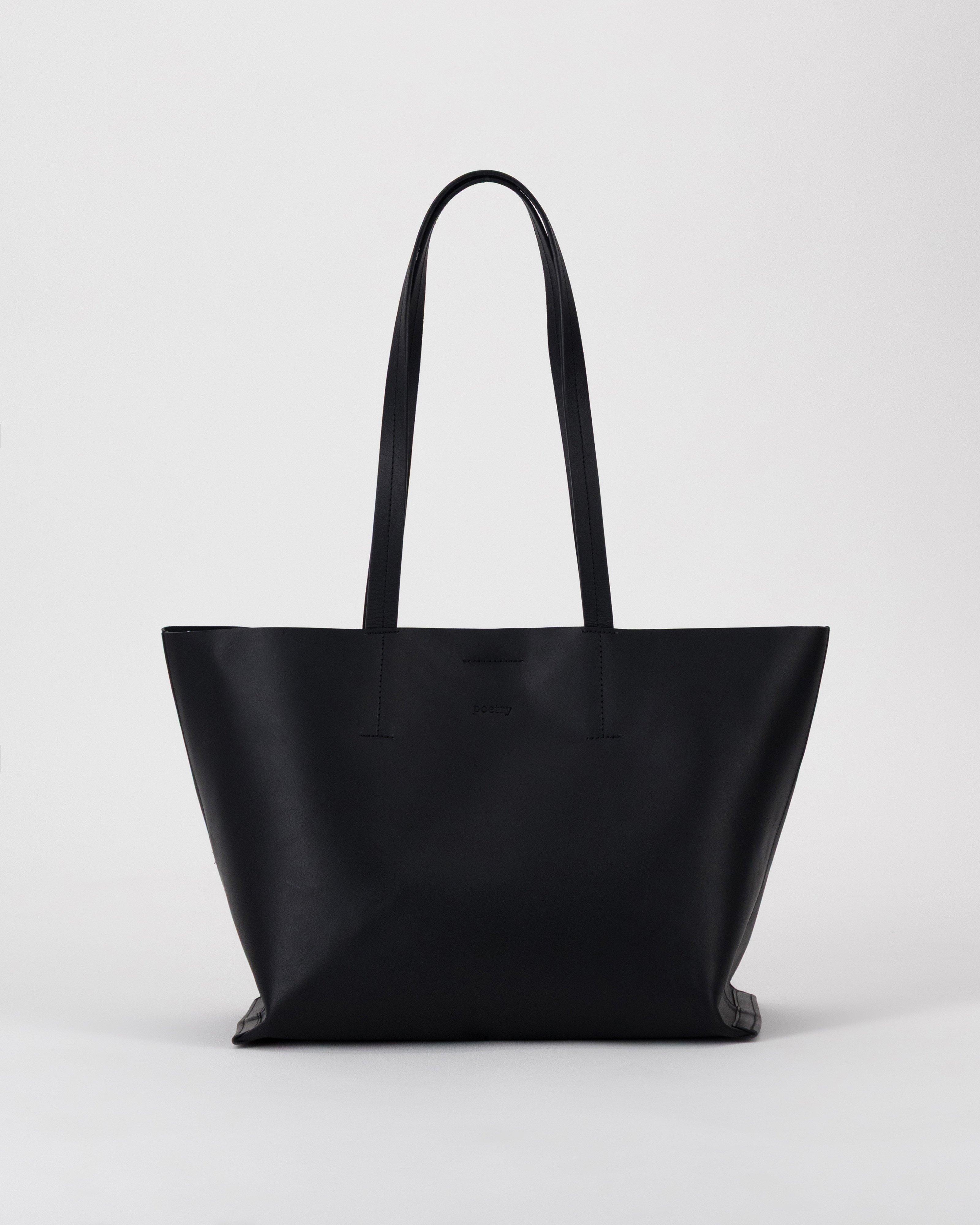 Lou Luxe Medium Leather Tote -  Black