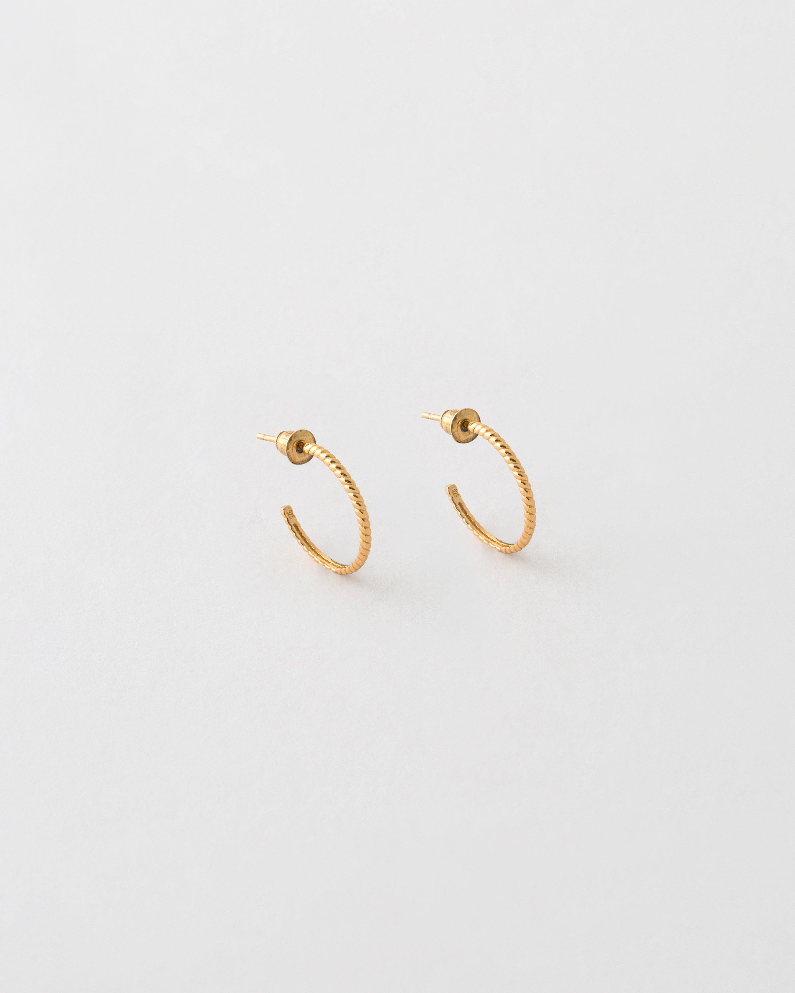 Sterling Silver Narrow 2cm Hoop Earrings -  Gold