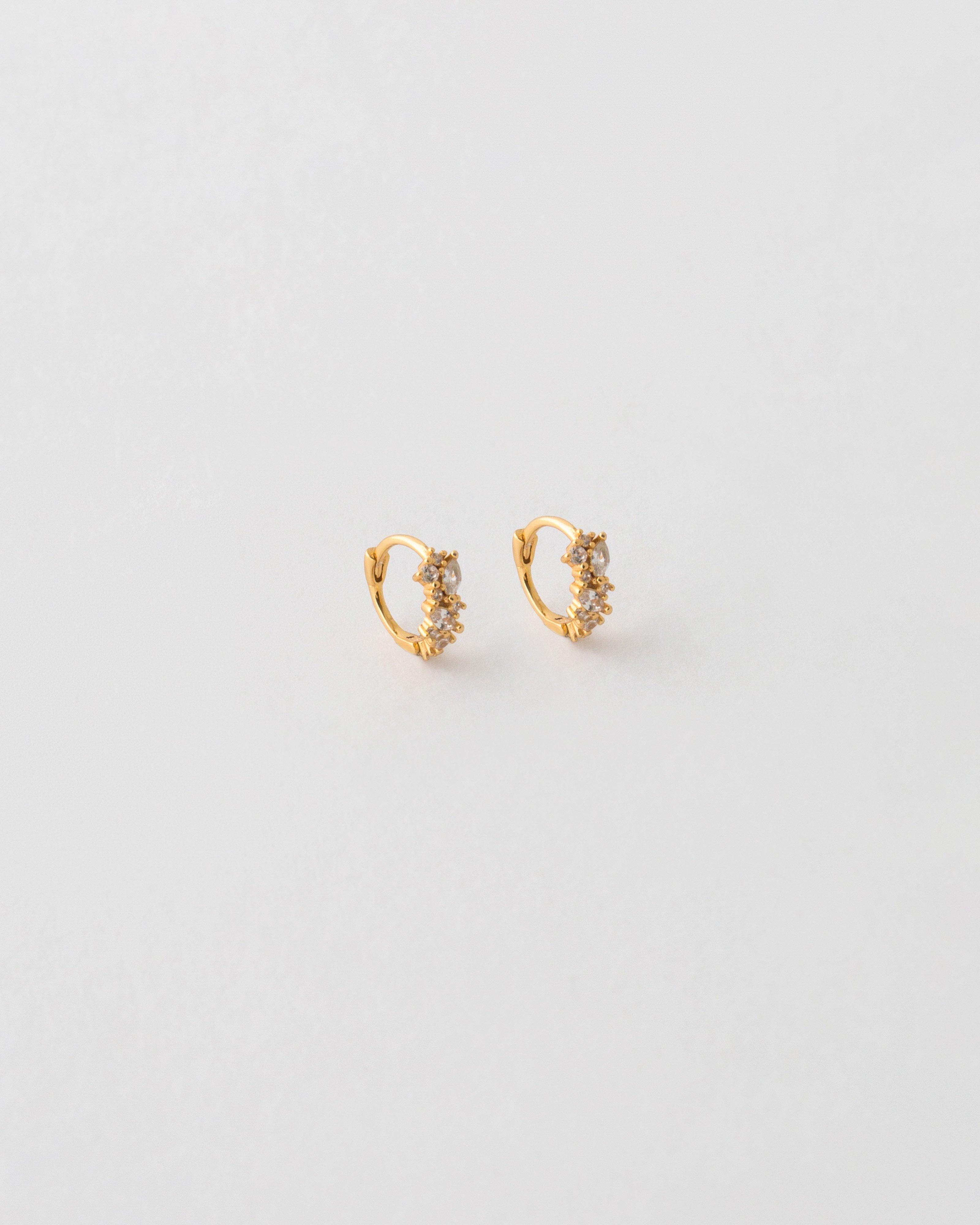 Sterling Silver Cubic Zirconia Huggie Earrings -  Gold