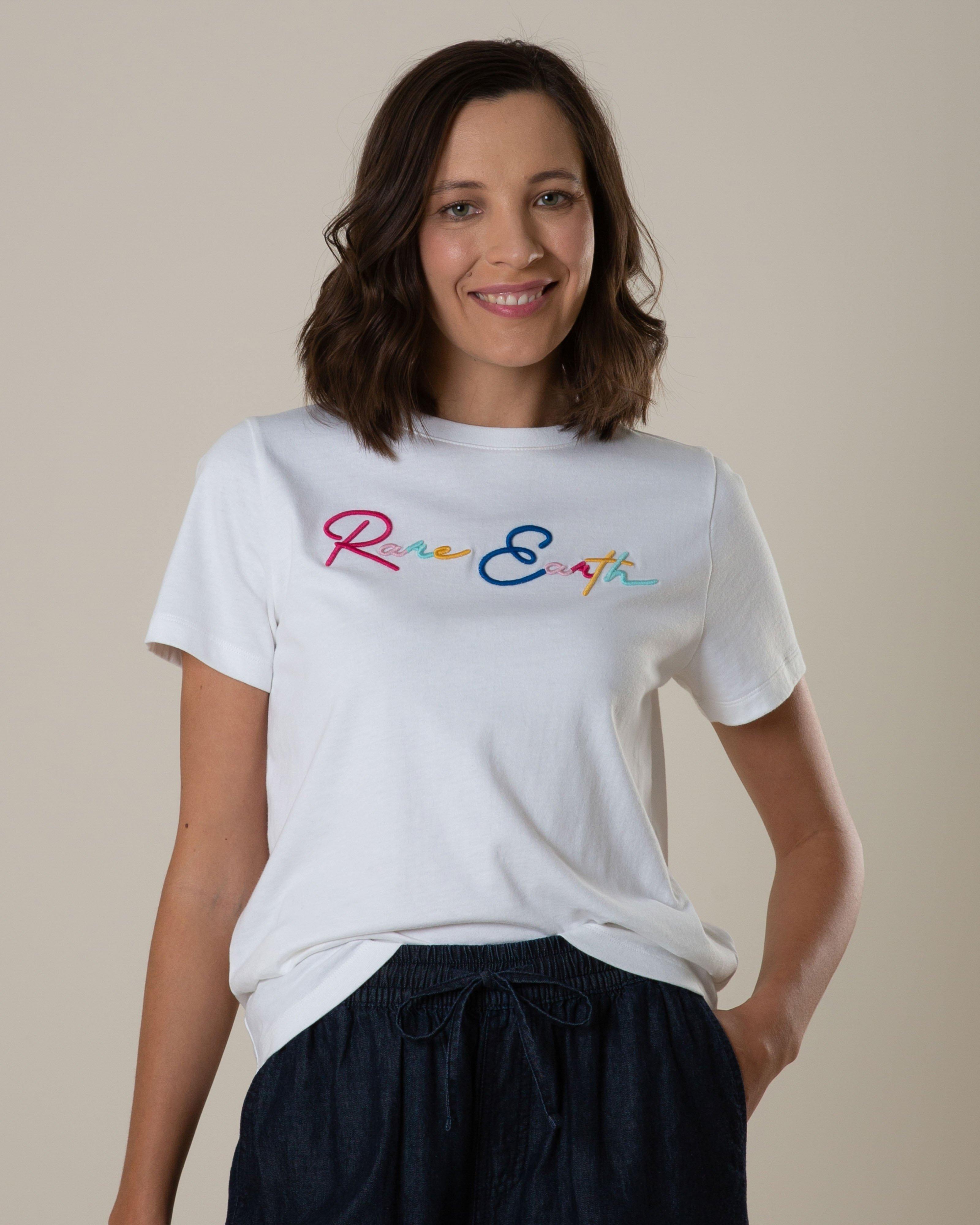 Rare Earth Women's Linn Branded Logo T-Shirt -  White